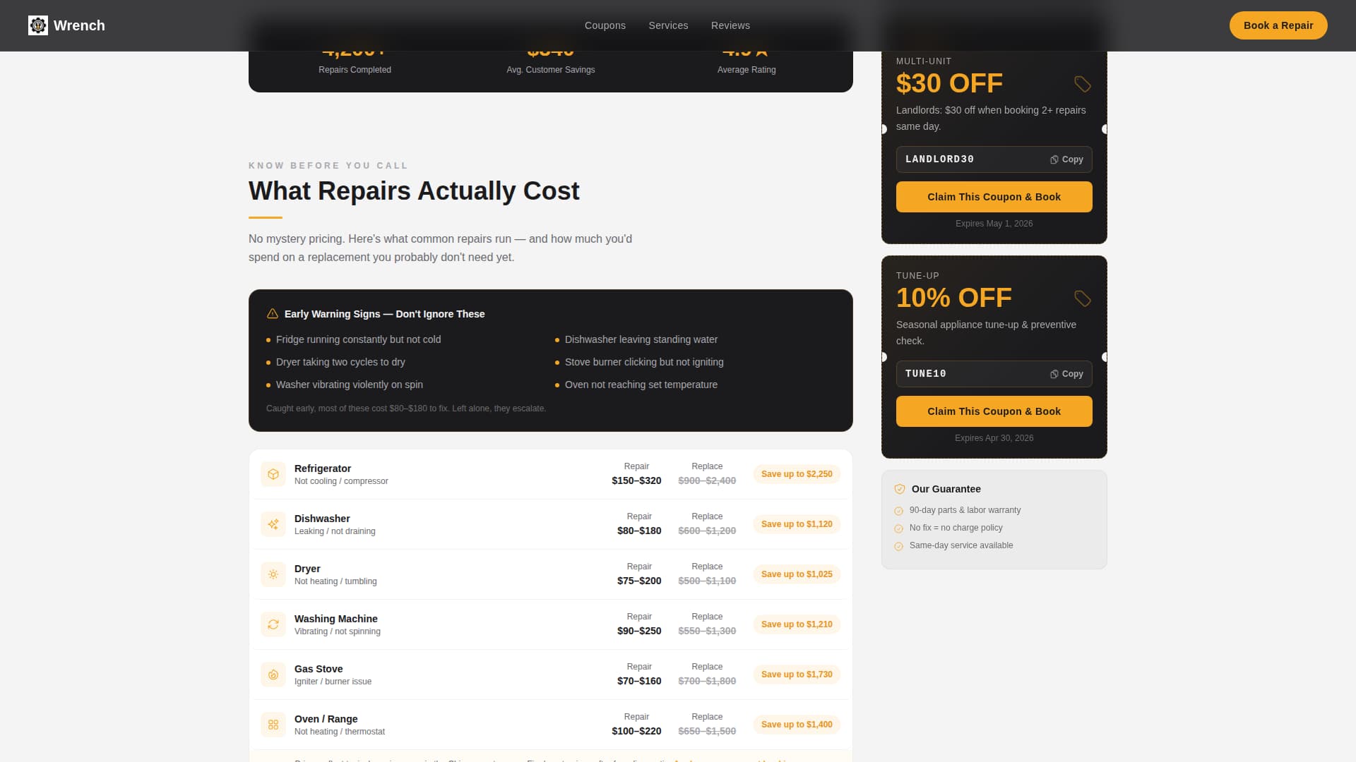 Appliance Repair Marketing Booking Website Template