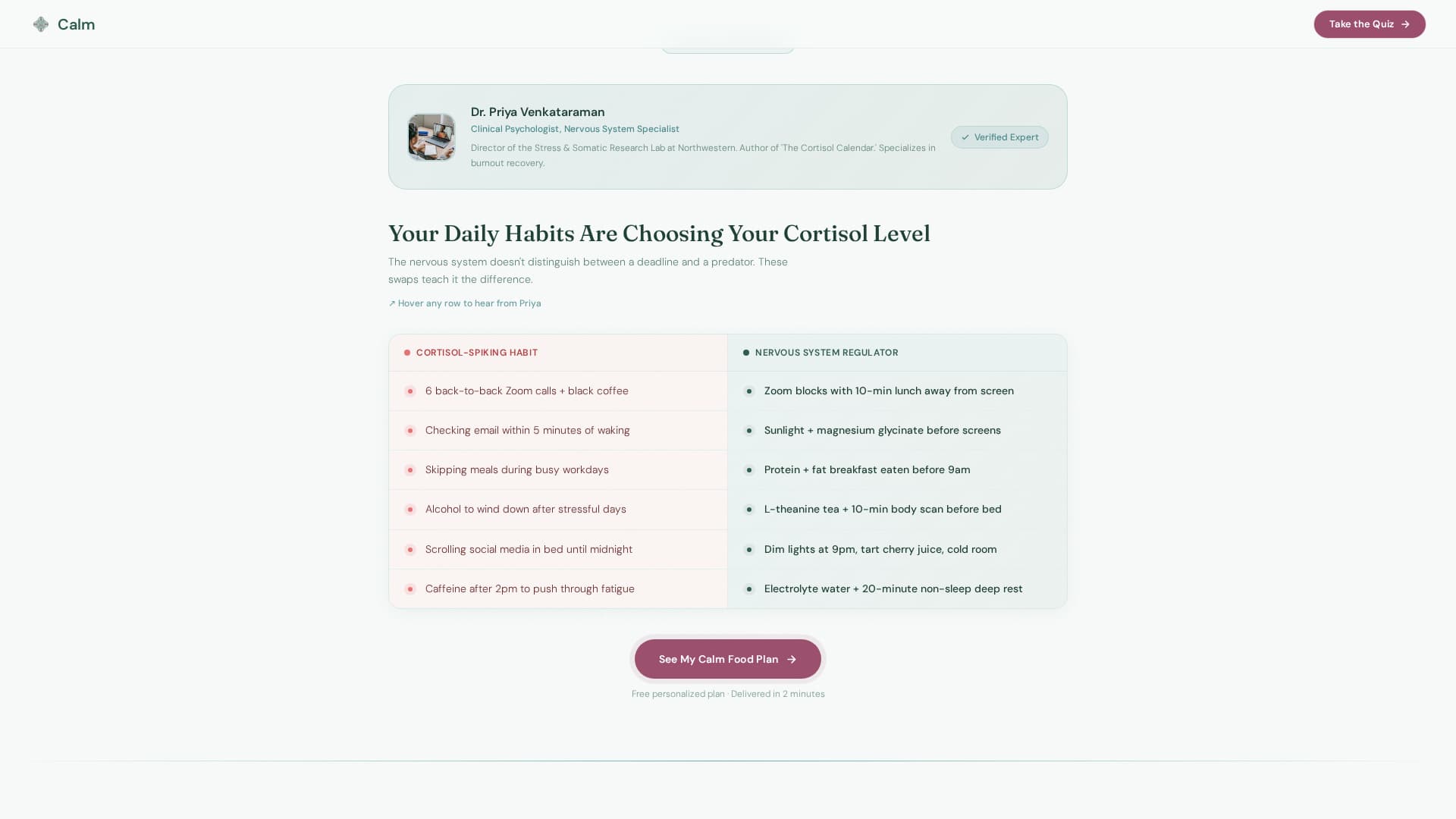 Calm - Soothing Anxietynutrition Landing Page Template