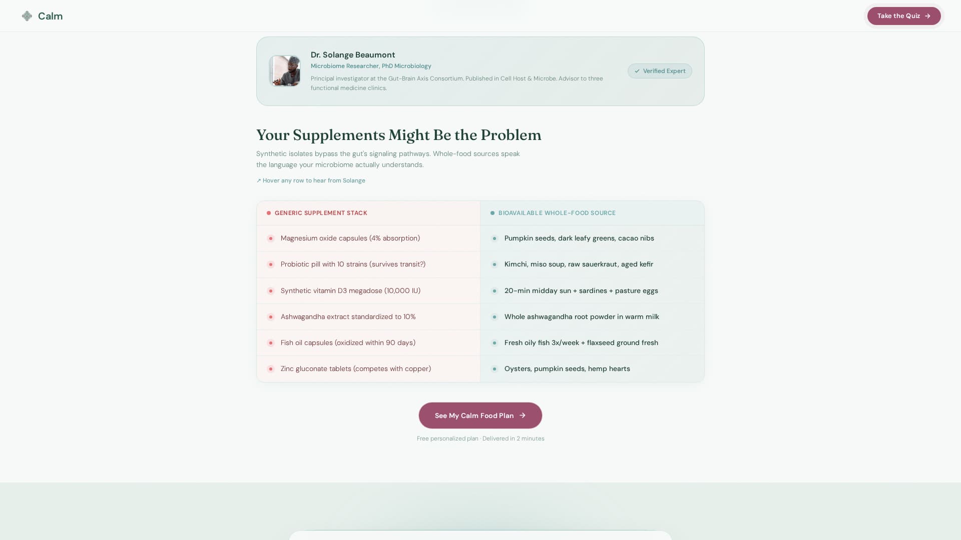 Calm - Soothing Anxietynutrition Landing Page Template