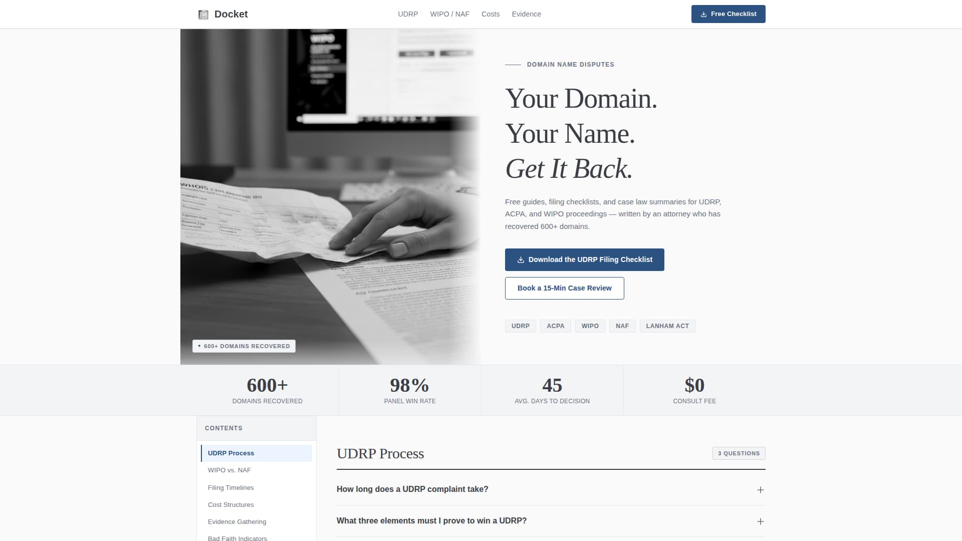 Docket - Authoritative Domaindispute Landing Page Template