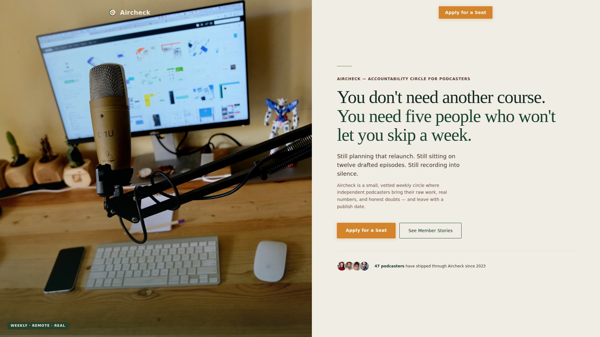 Aircheck - Trusted Podcasters Landing Page Template