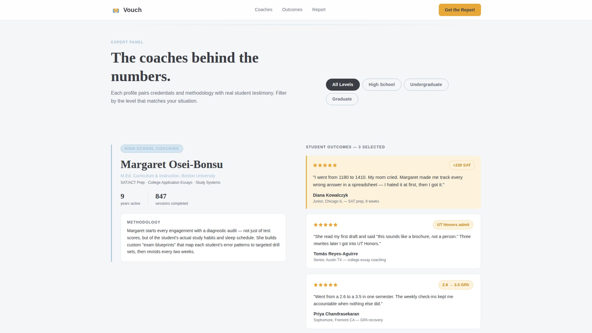 Vouch - Proven Academic Landing Page Template