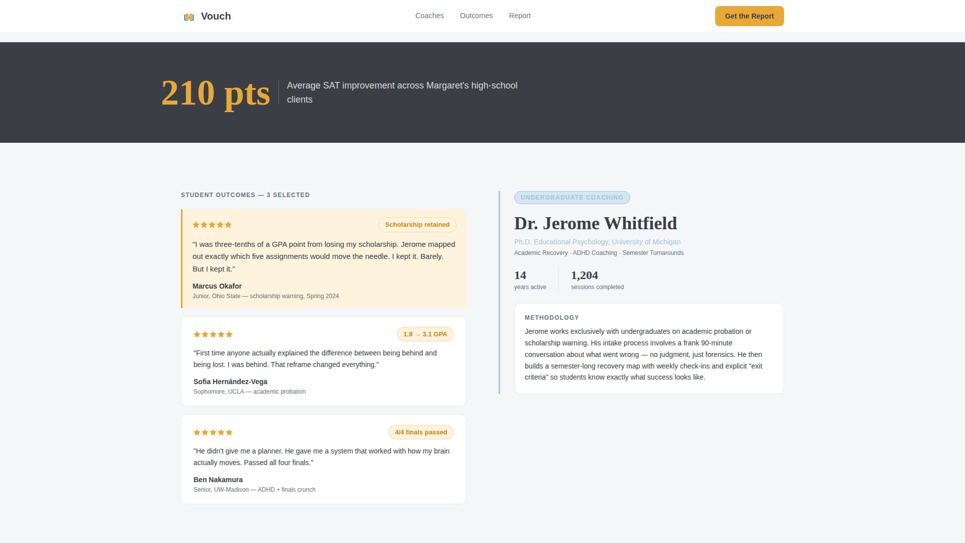 Vouch - Proven Academic Landing Page Template