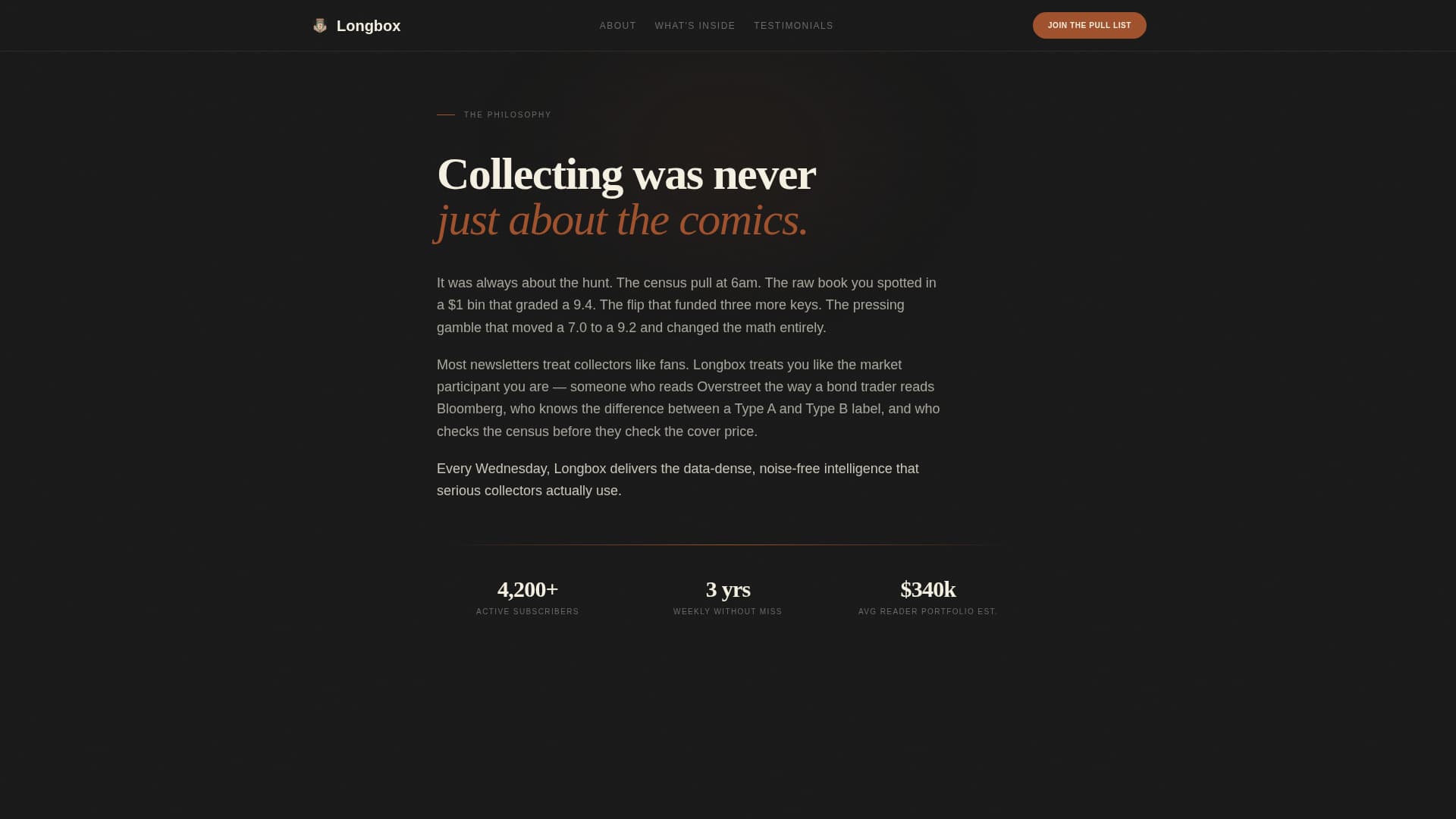 Longbox - Premium Collecting Landing Page Template