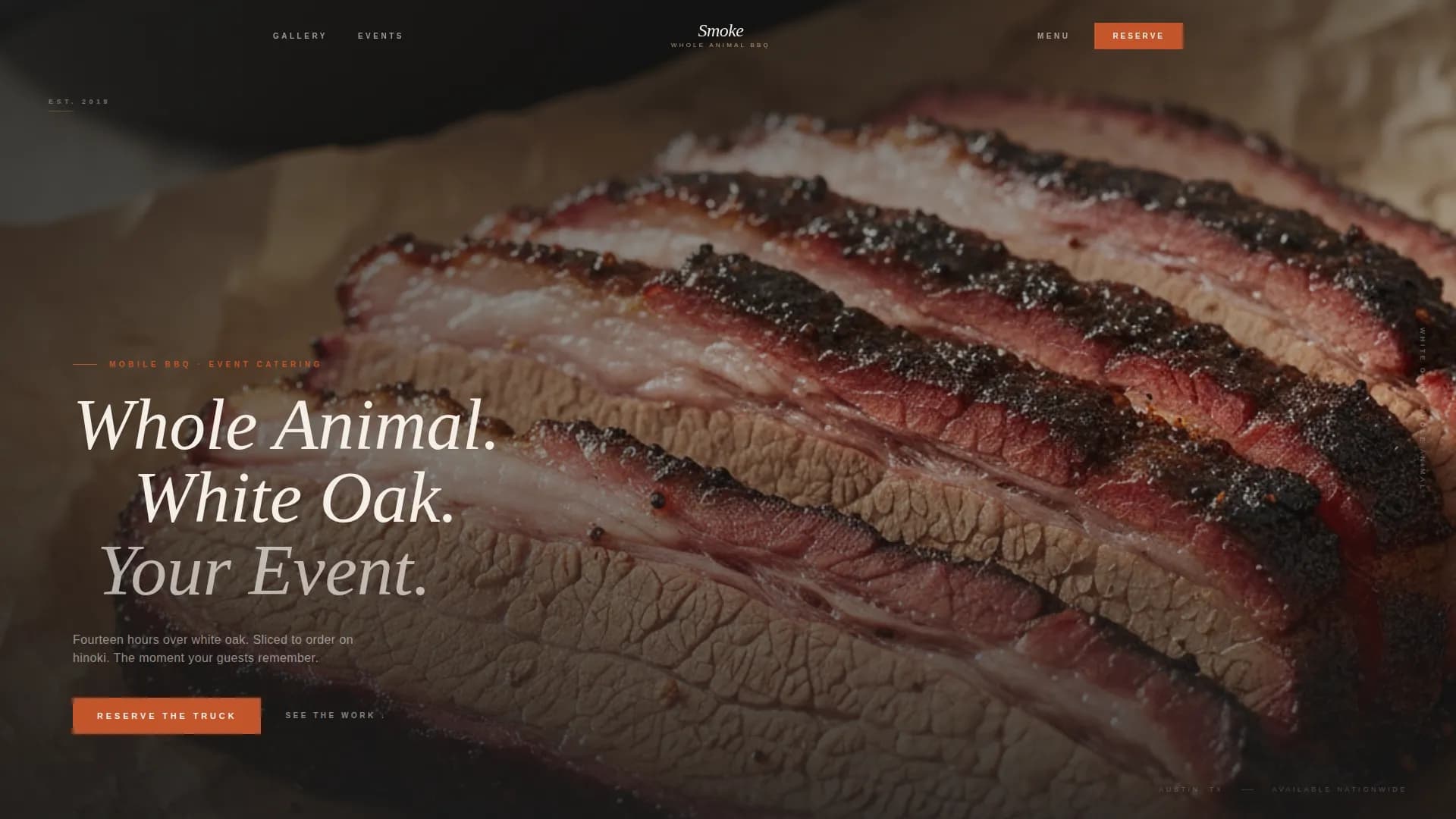 Smoke - Luxe Minimal BBQ Truck Event Landing Page Template