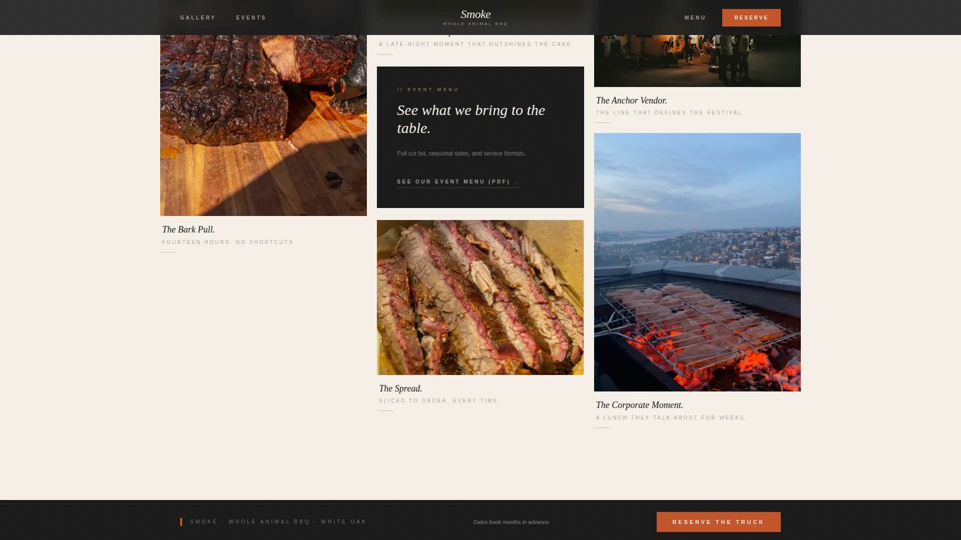Smoke - Luxe Minimal BBQ Truck Event Landing Page Template