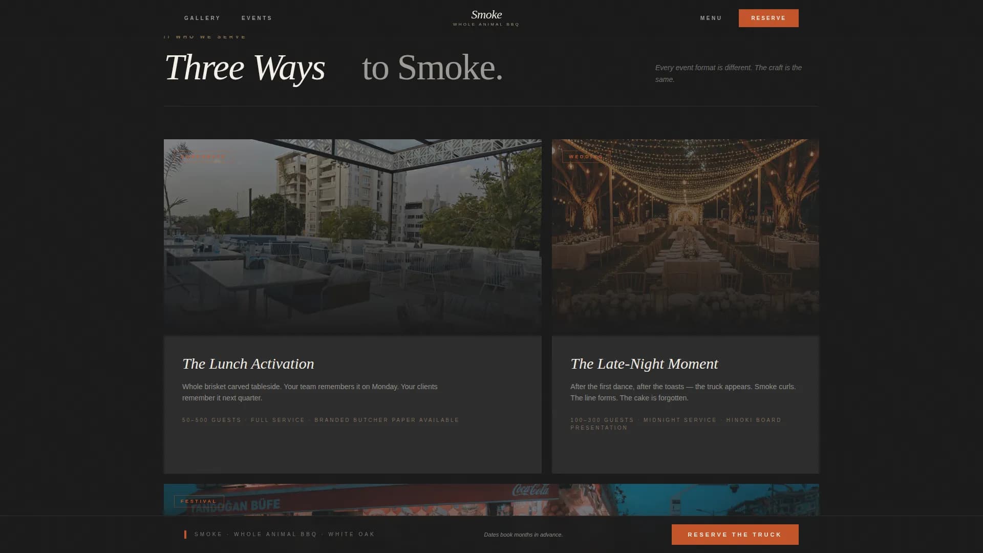 Smoke - Luxe Minimal BBQ Truck Event Landing Page Template