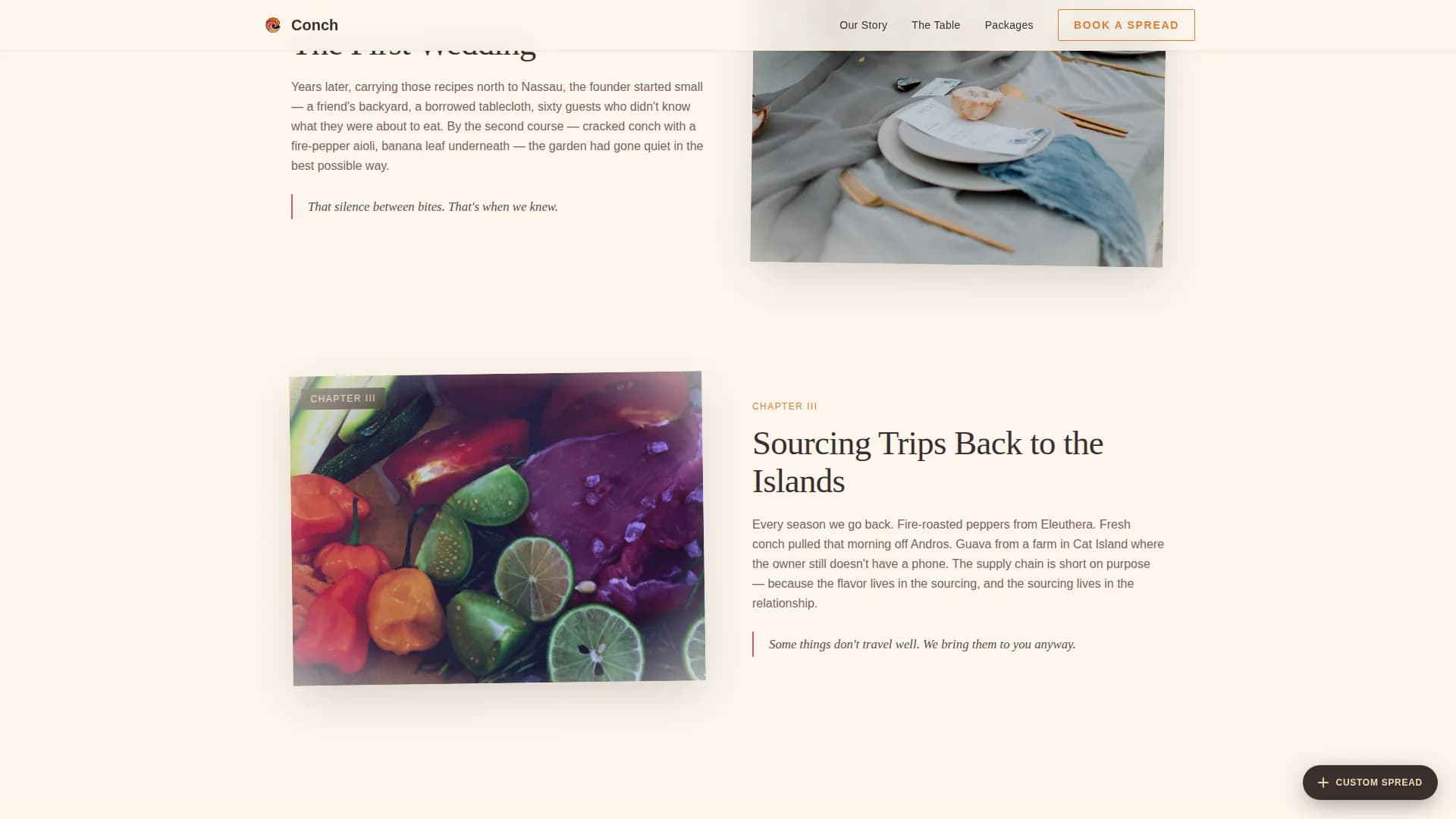 Conch - Authentic Island Catering Landing Page Template
