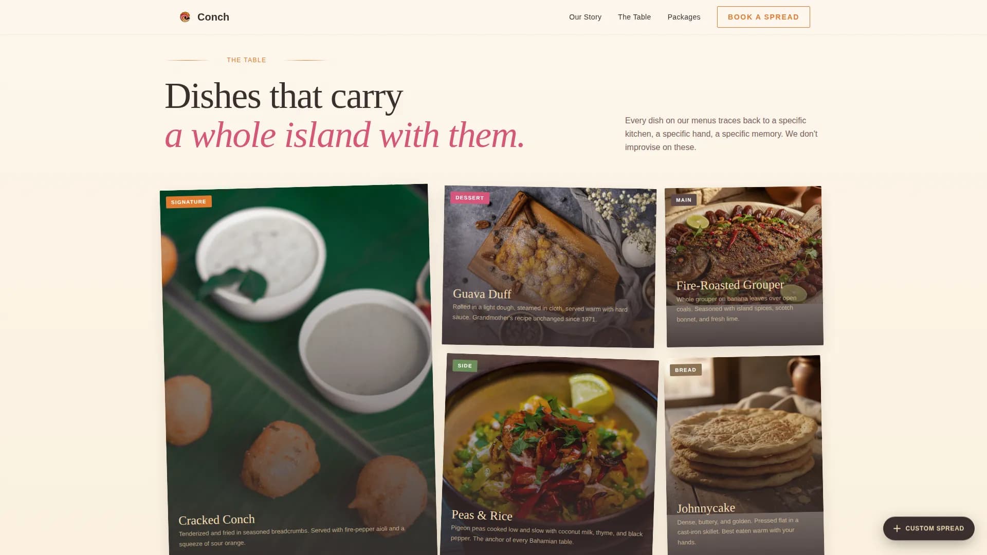Conch - Authentic Island Catering Landing Page Template