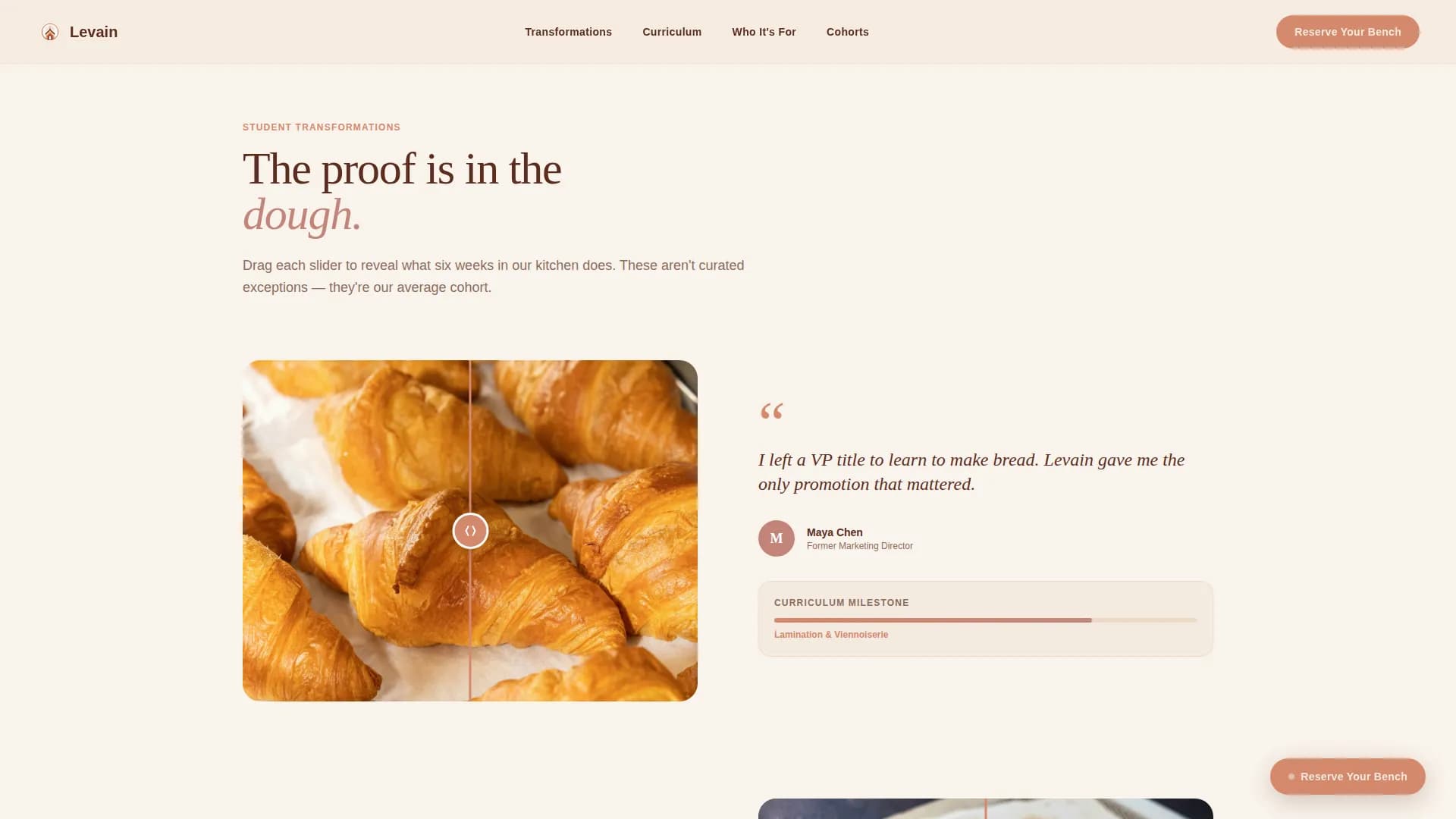Levain - Artisan Pastry Academy Landing Page Template