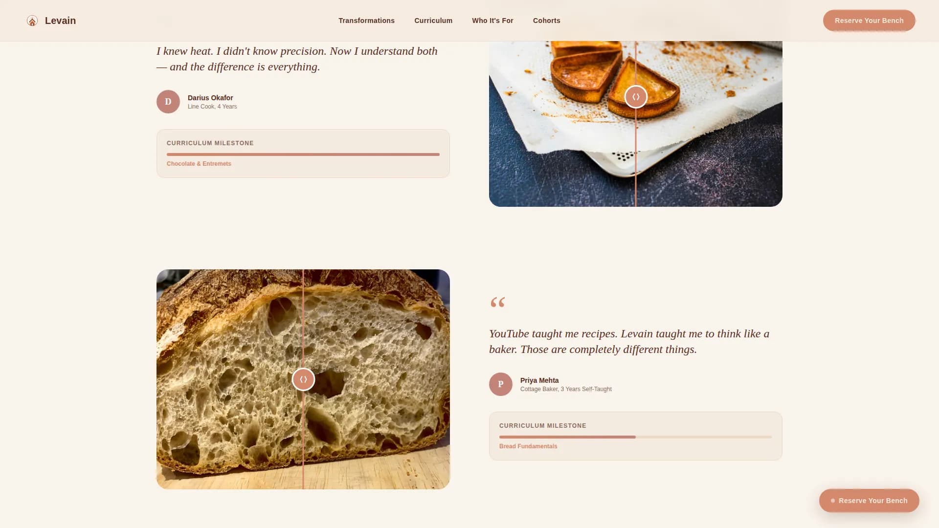 Levain - Artisan Pastry Academy Landing Page Template