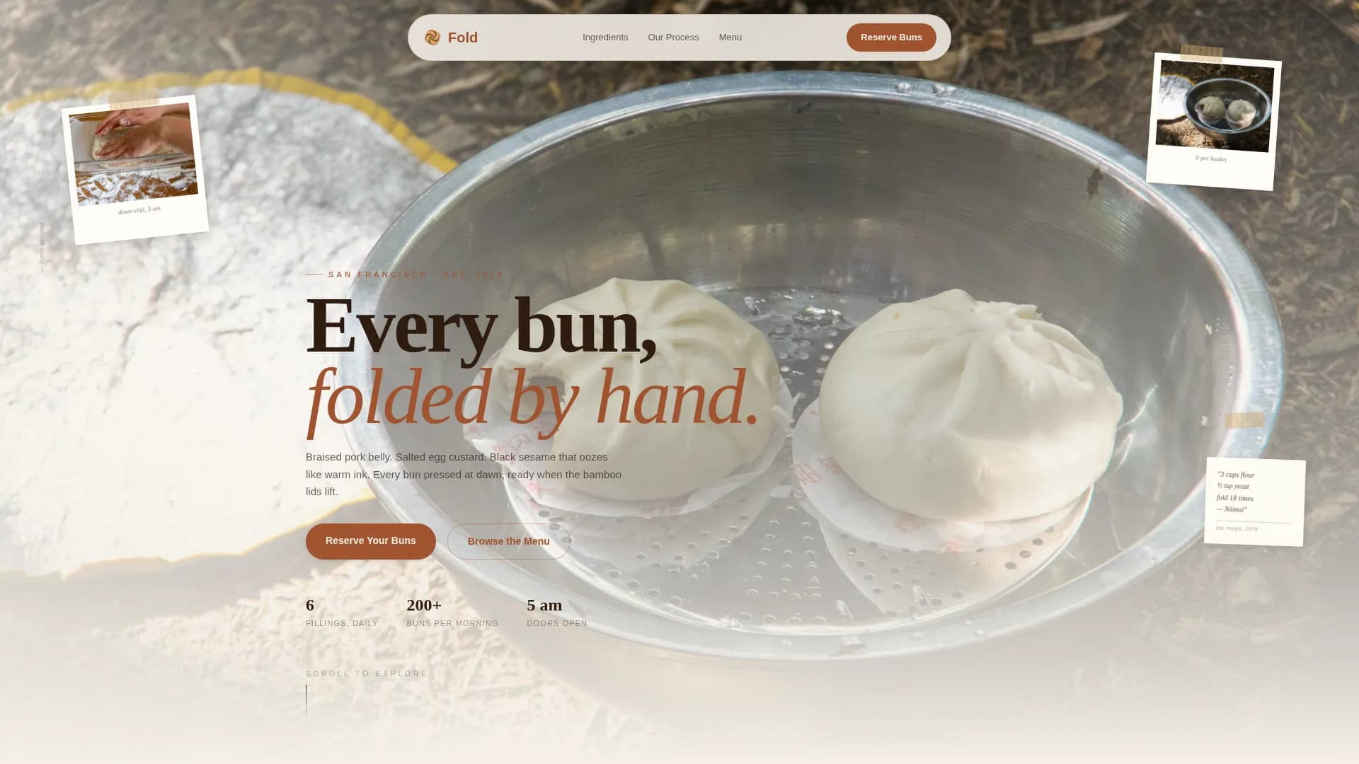 Steam — Artisan Dim Sum Landing Page Template