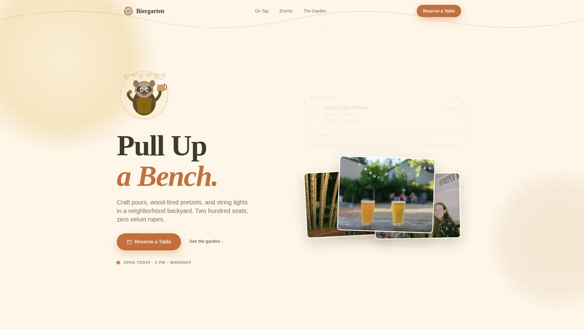 Hop — Authentic Beer Garden Landing Page Template
