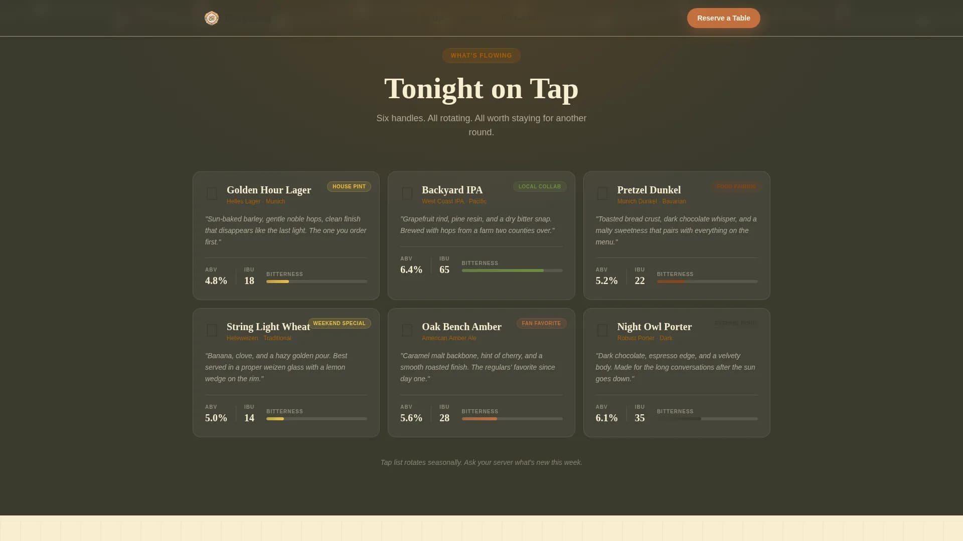 Hop — Authentic Beer Garden Landing Page Template