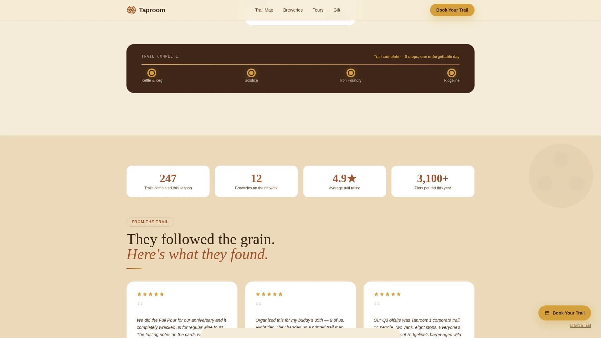 Barrel — Premium Brewery Booking Landing Page Template