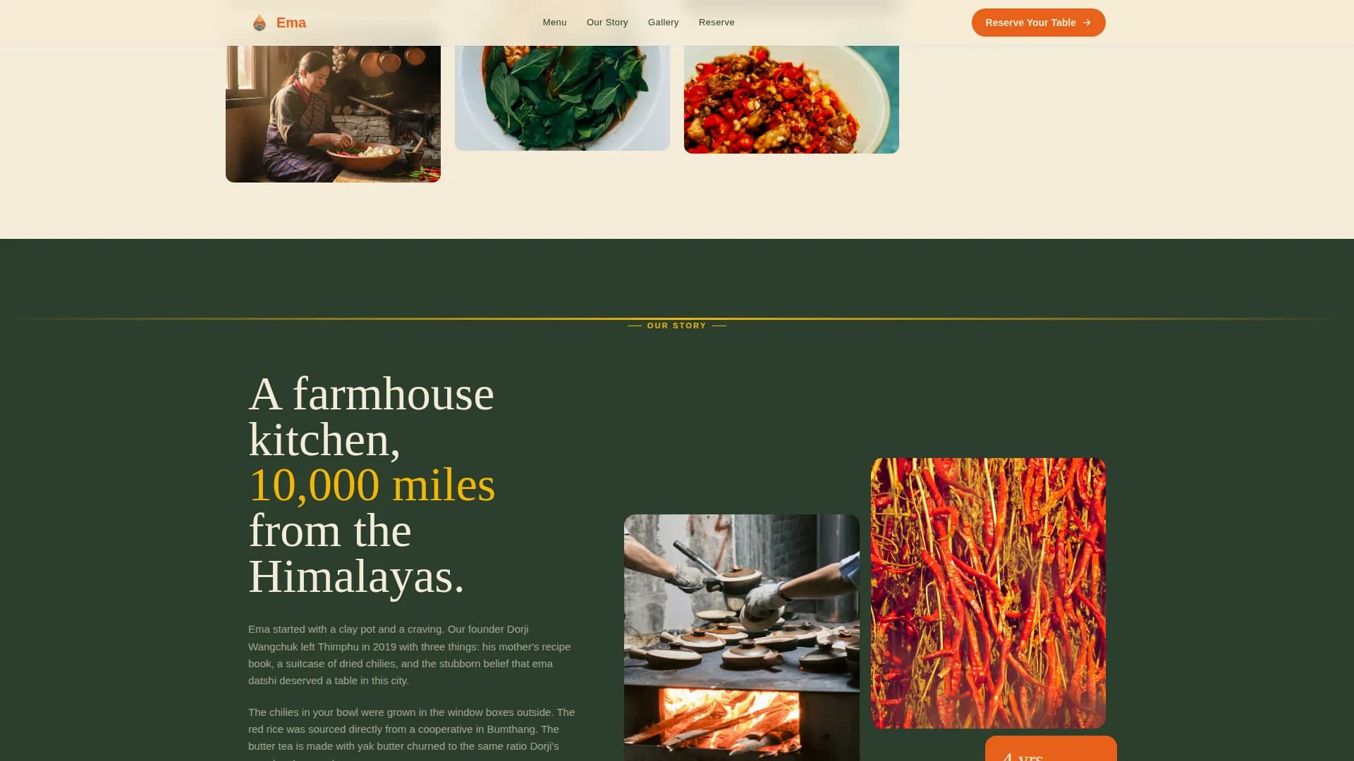 Bhutan — Artisan Himalayan Cuisine Landing Page Template