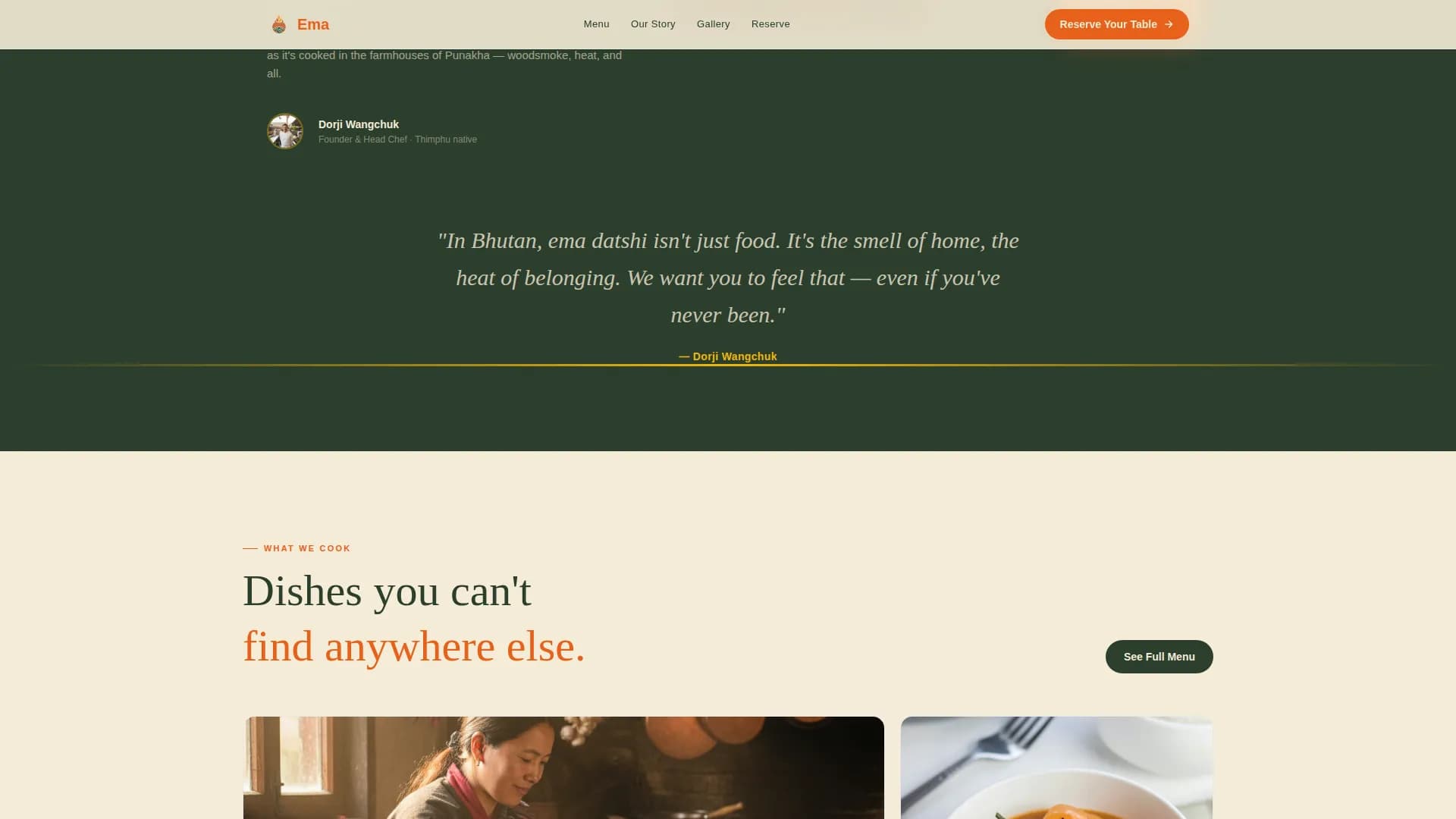 Bhutan — Artisan Himalayan Cuisine Landing Page Template