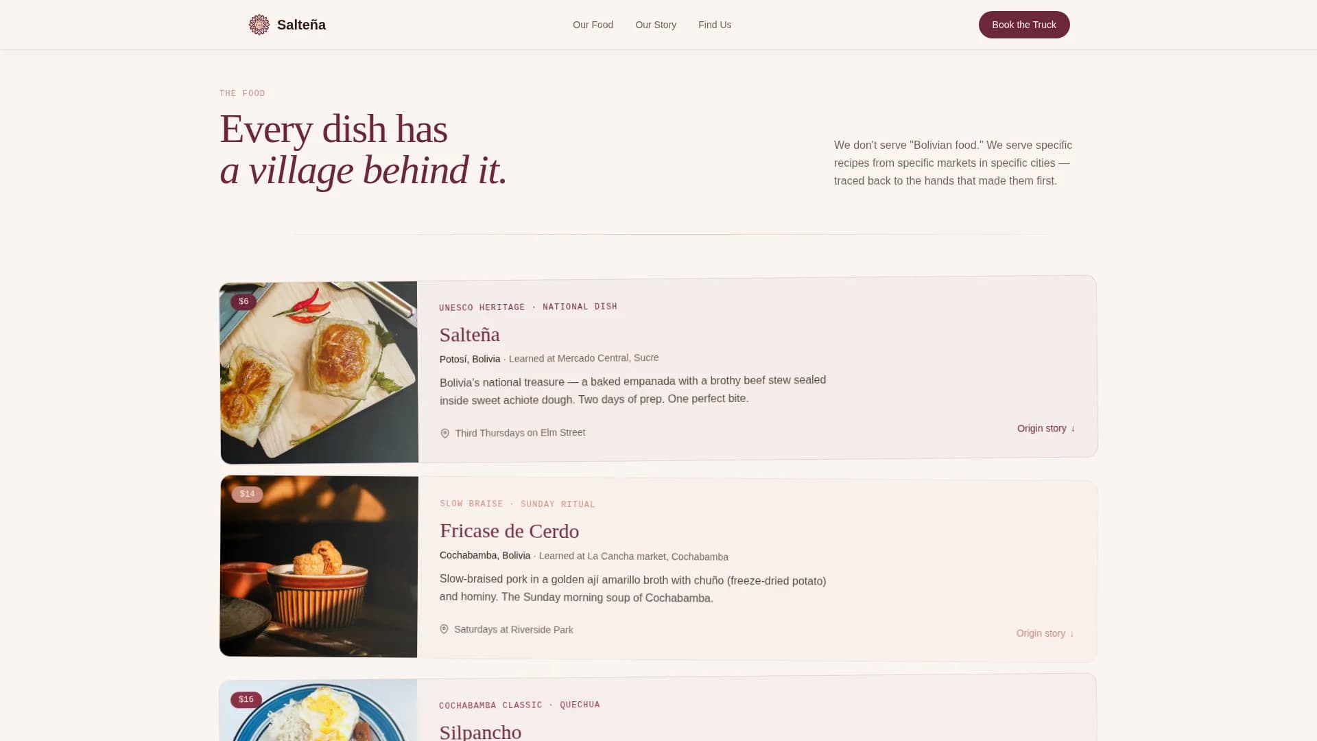 Fusion — Rapid Bolivian Cuisine Landing Page Template