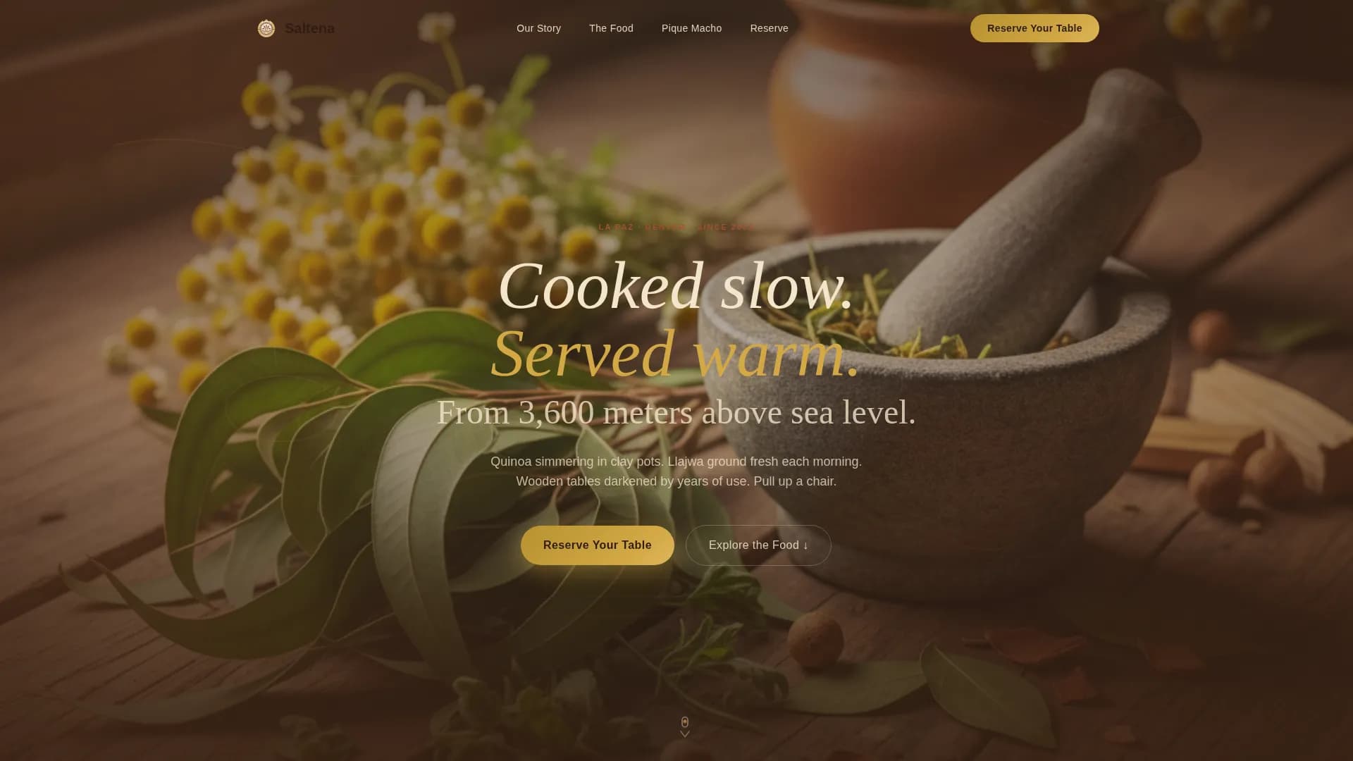 Andean — Warm Latin Bistro Landing Page Template