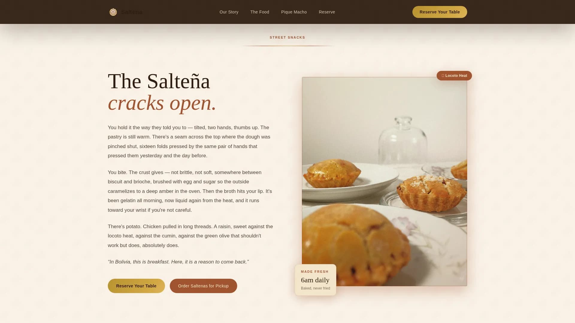 Andean — Warm Latin Bistro Landing Page Template