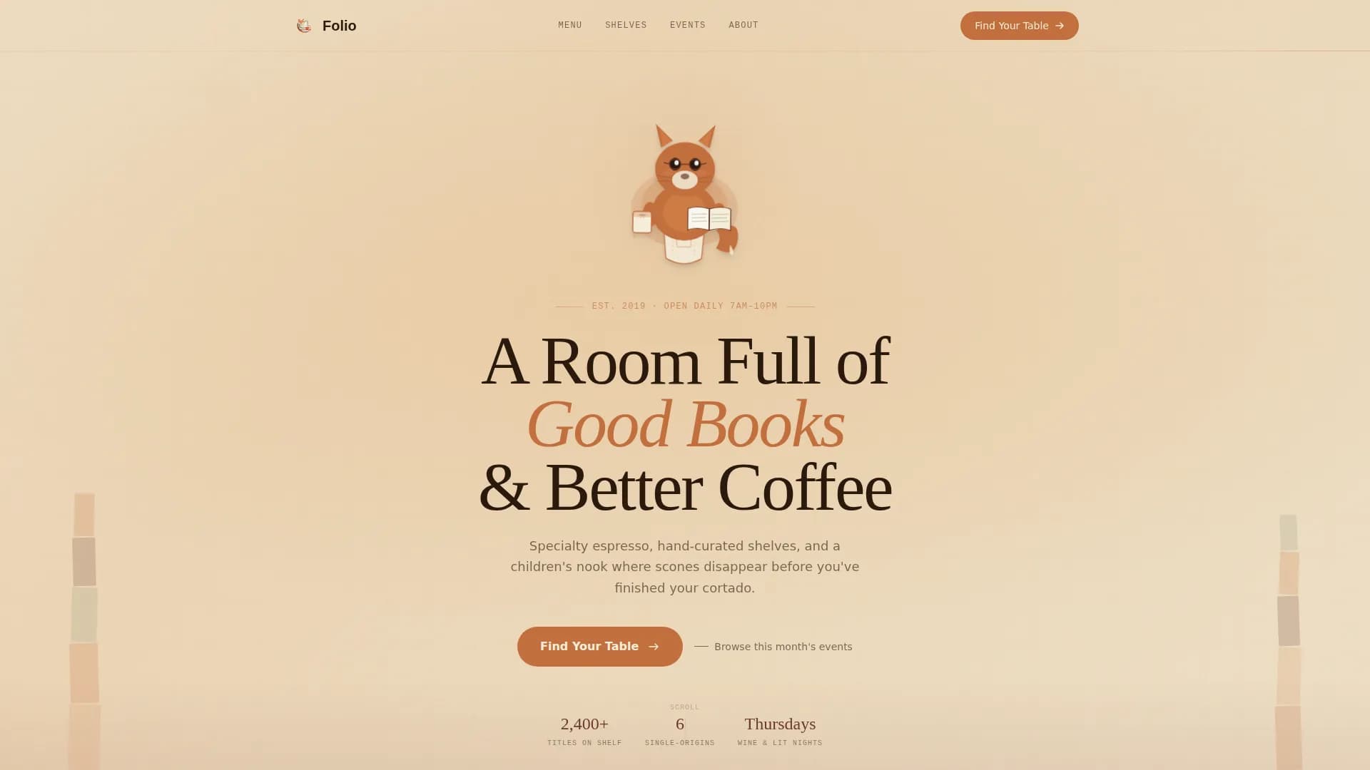 Literary Book Café & Reading Experience Website Template