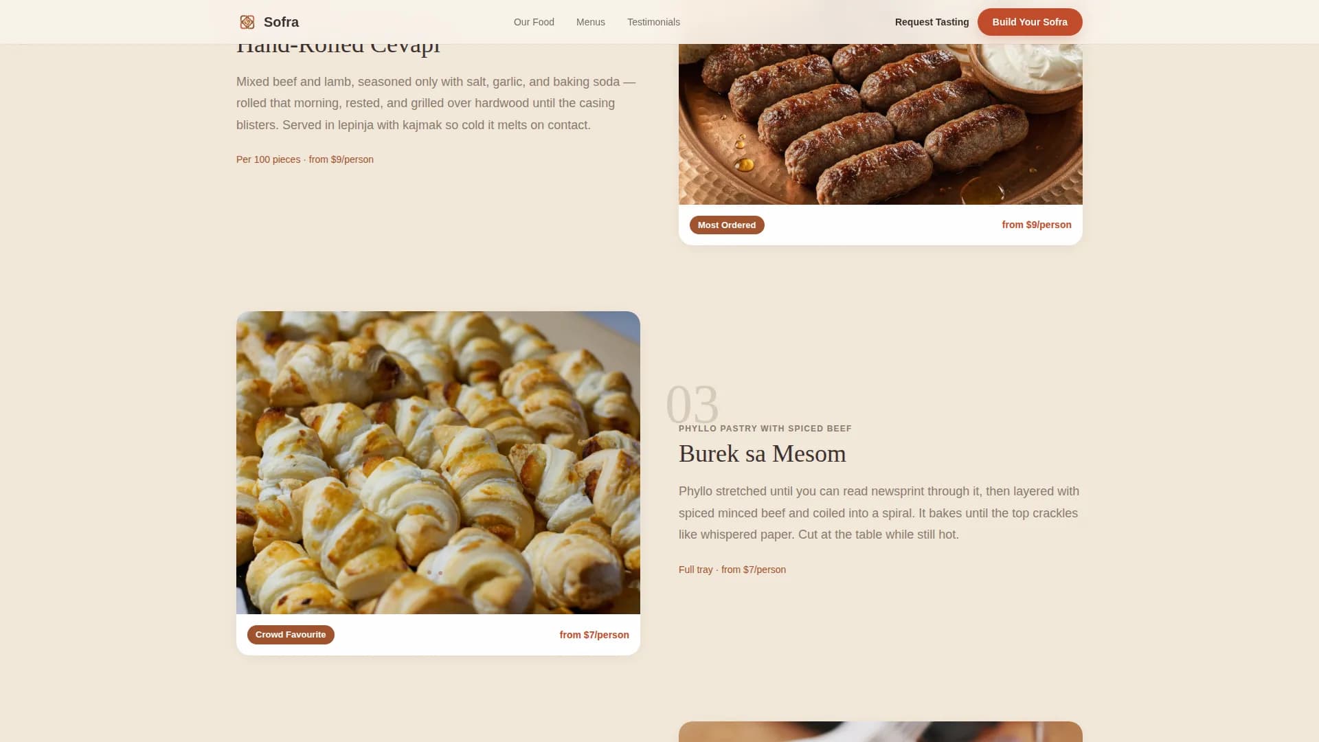 Sofra - Authentic Bosnian Catering Landing Page Template