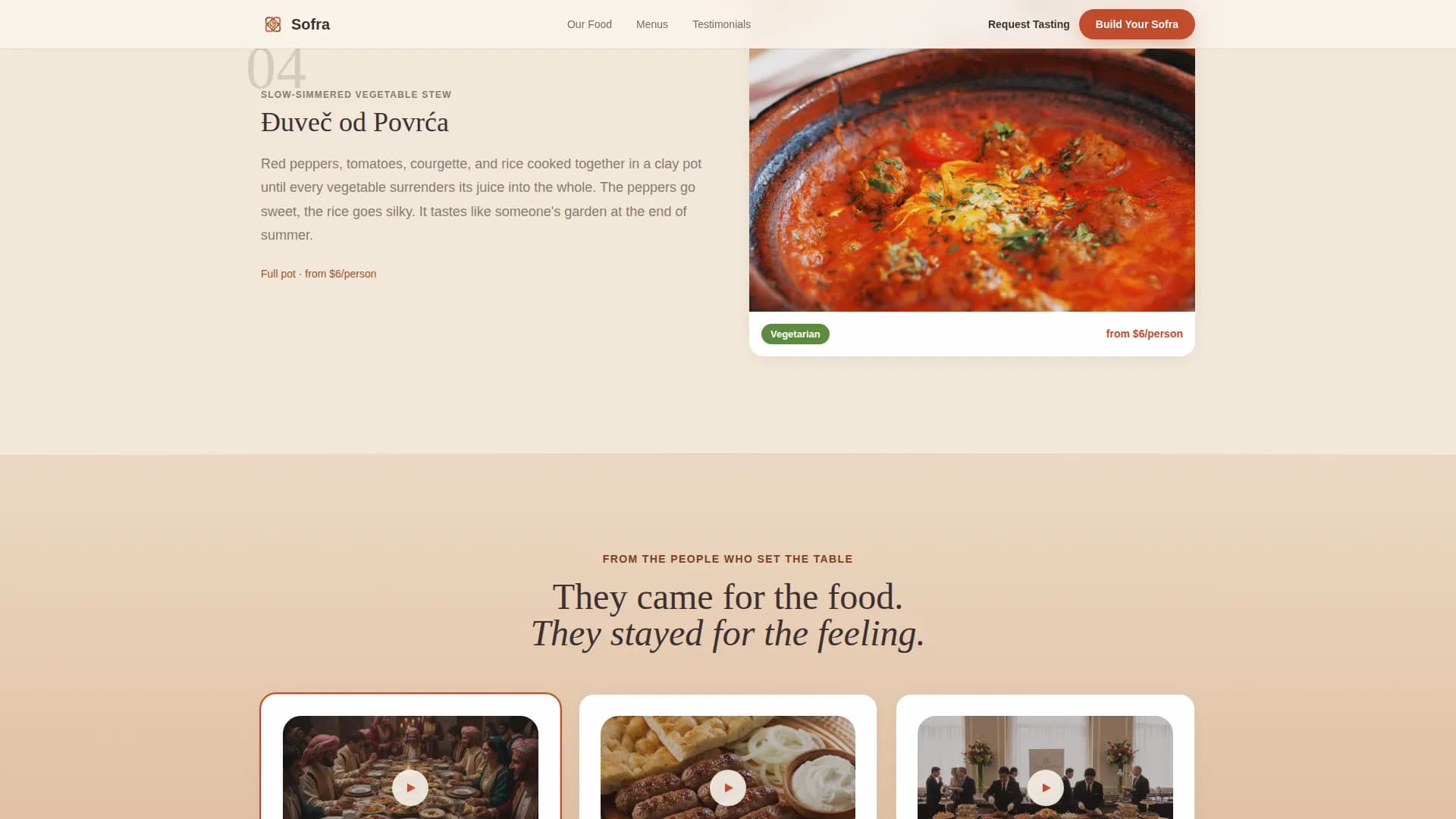 Sofra - Authentic Bosnian Catering Landing Page Template