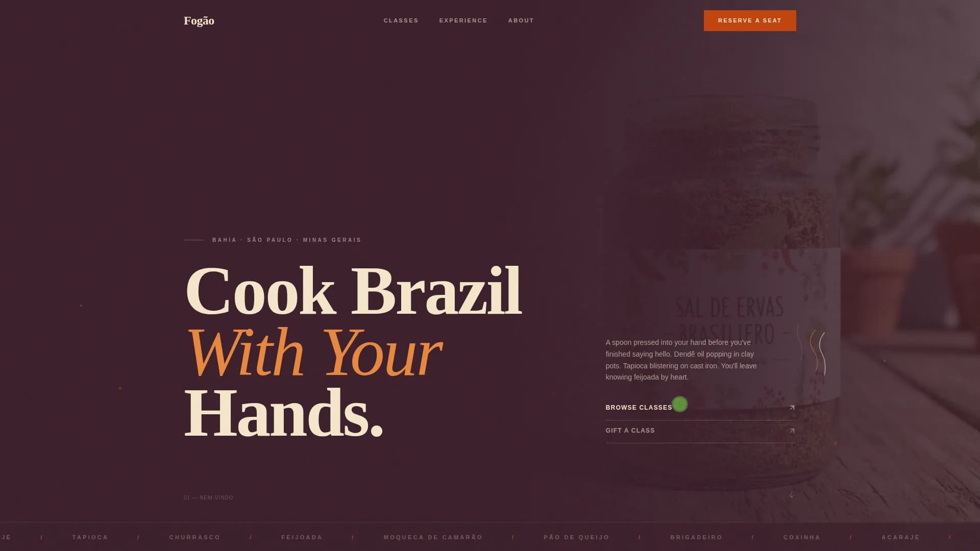 Samba — Immersive Rio Kitchen Landing Page Template