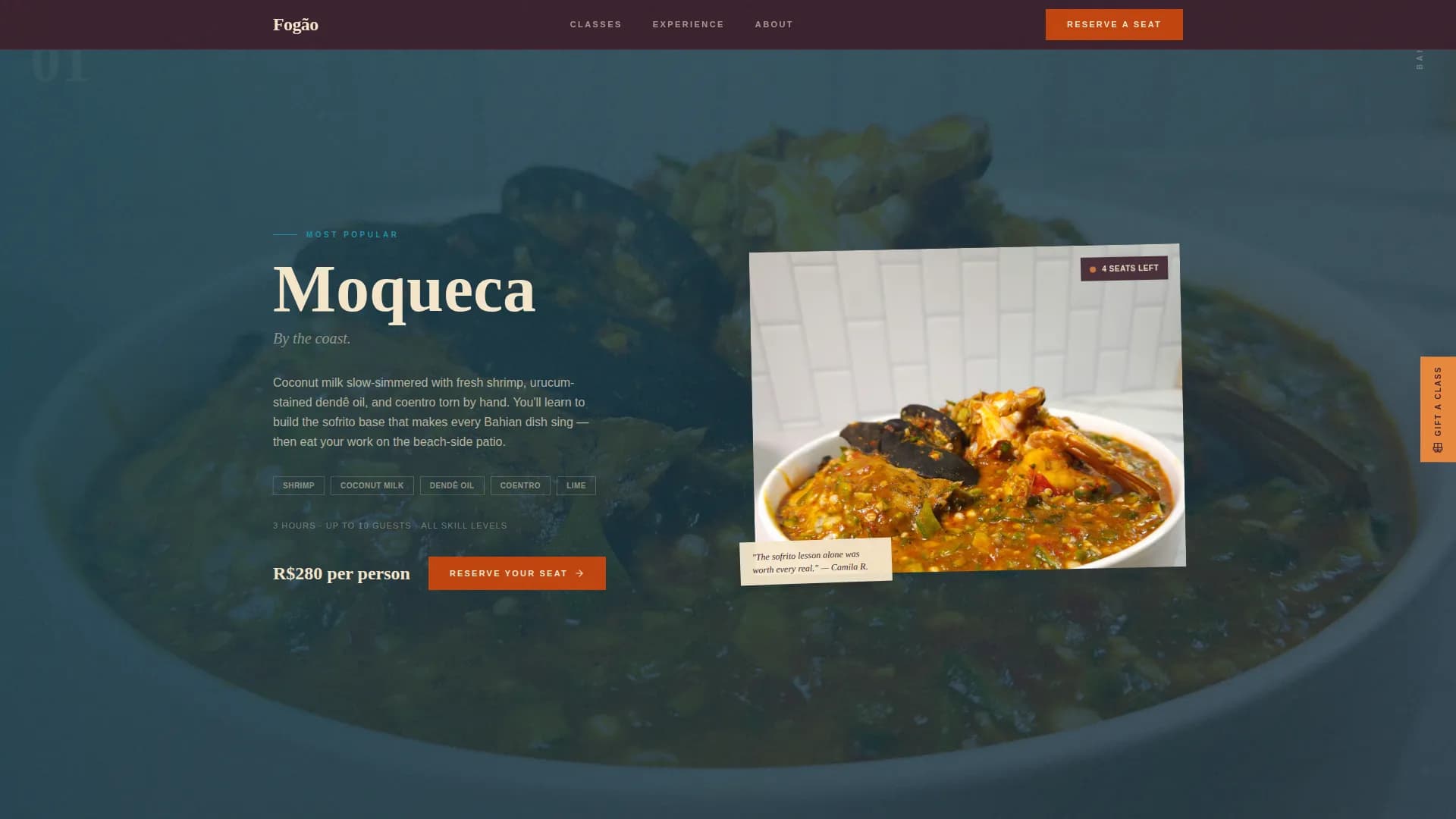 Samba — Immersive Rio Kitchen Landing Page Template