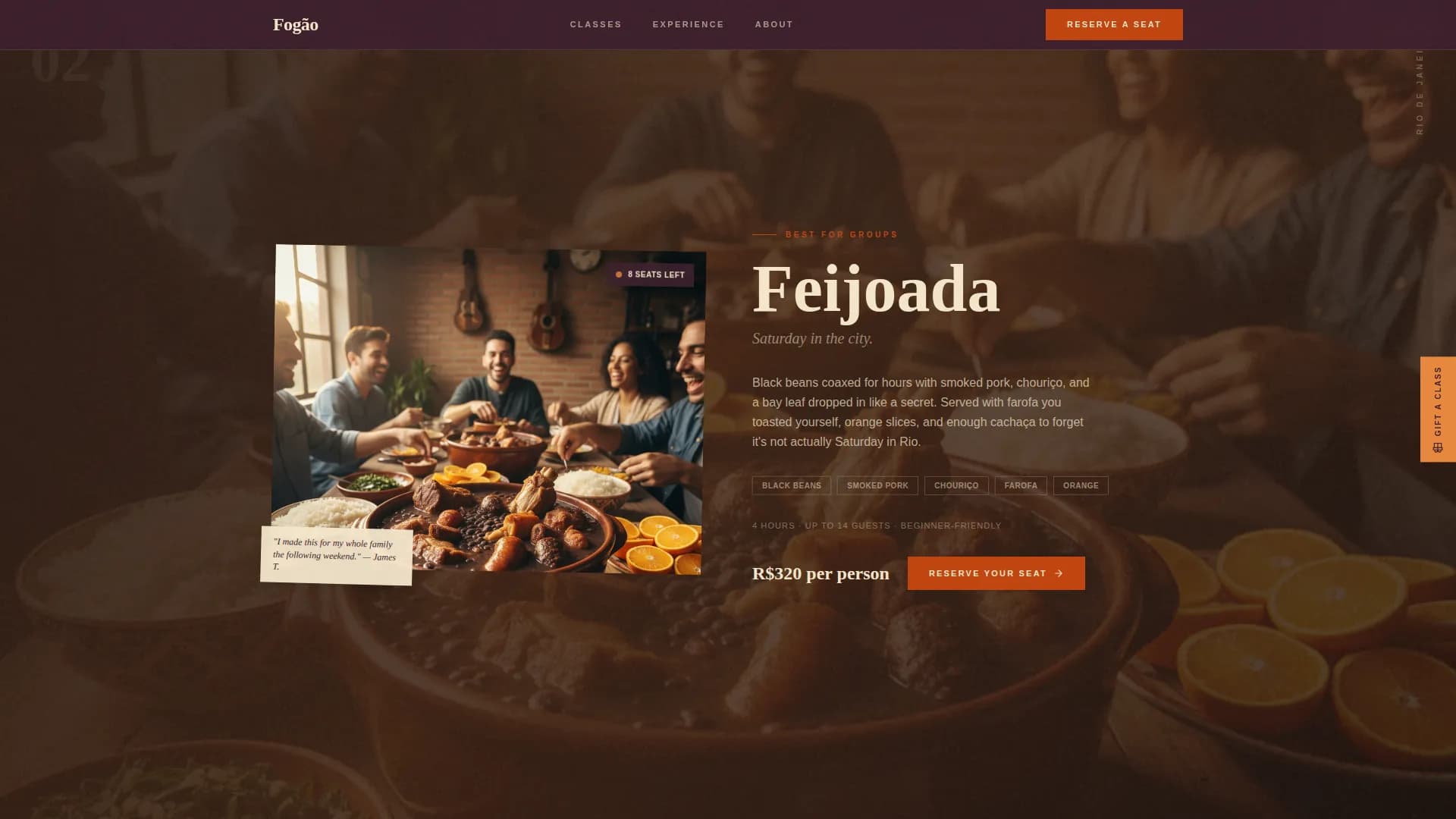 Samba — Immersive Rio Kitchen Landing Page Template