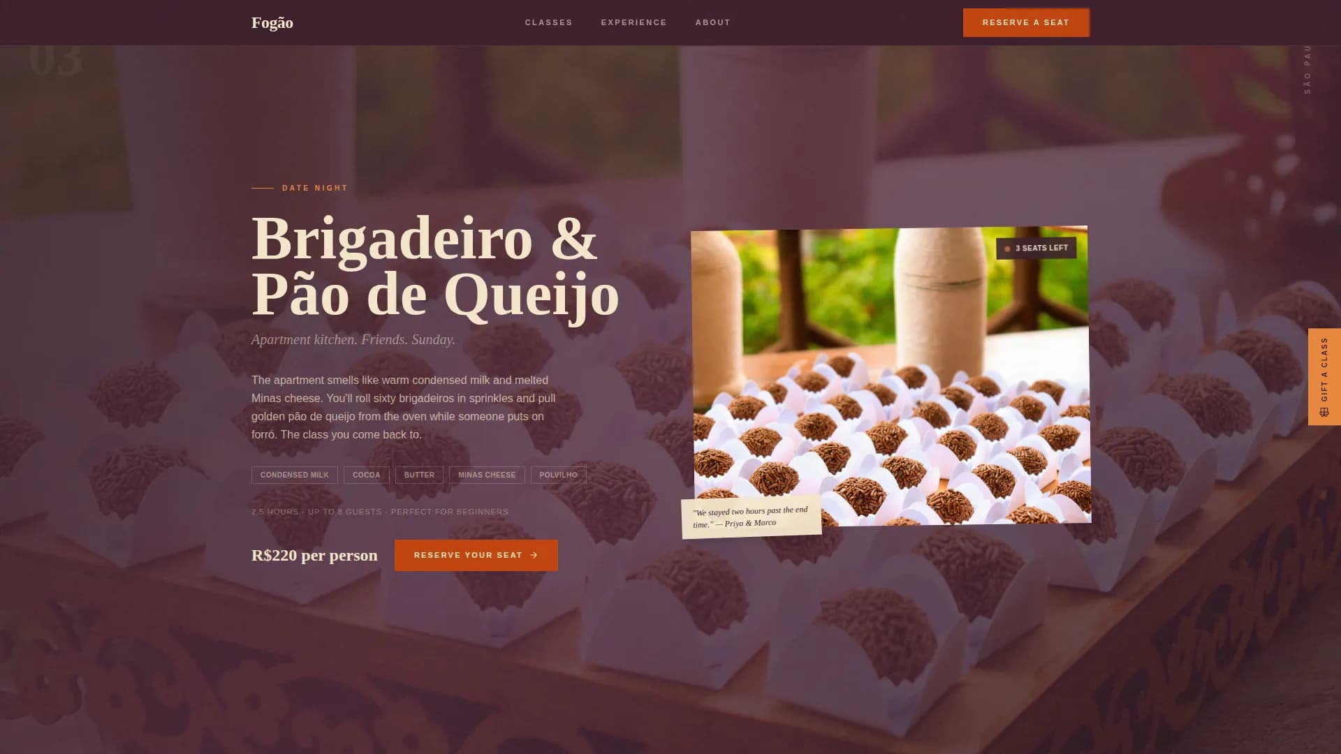 Samba — Immersive Rio Kitchen Landing Page Template