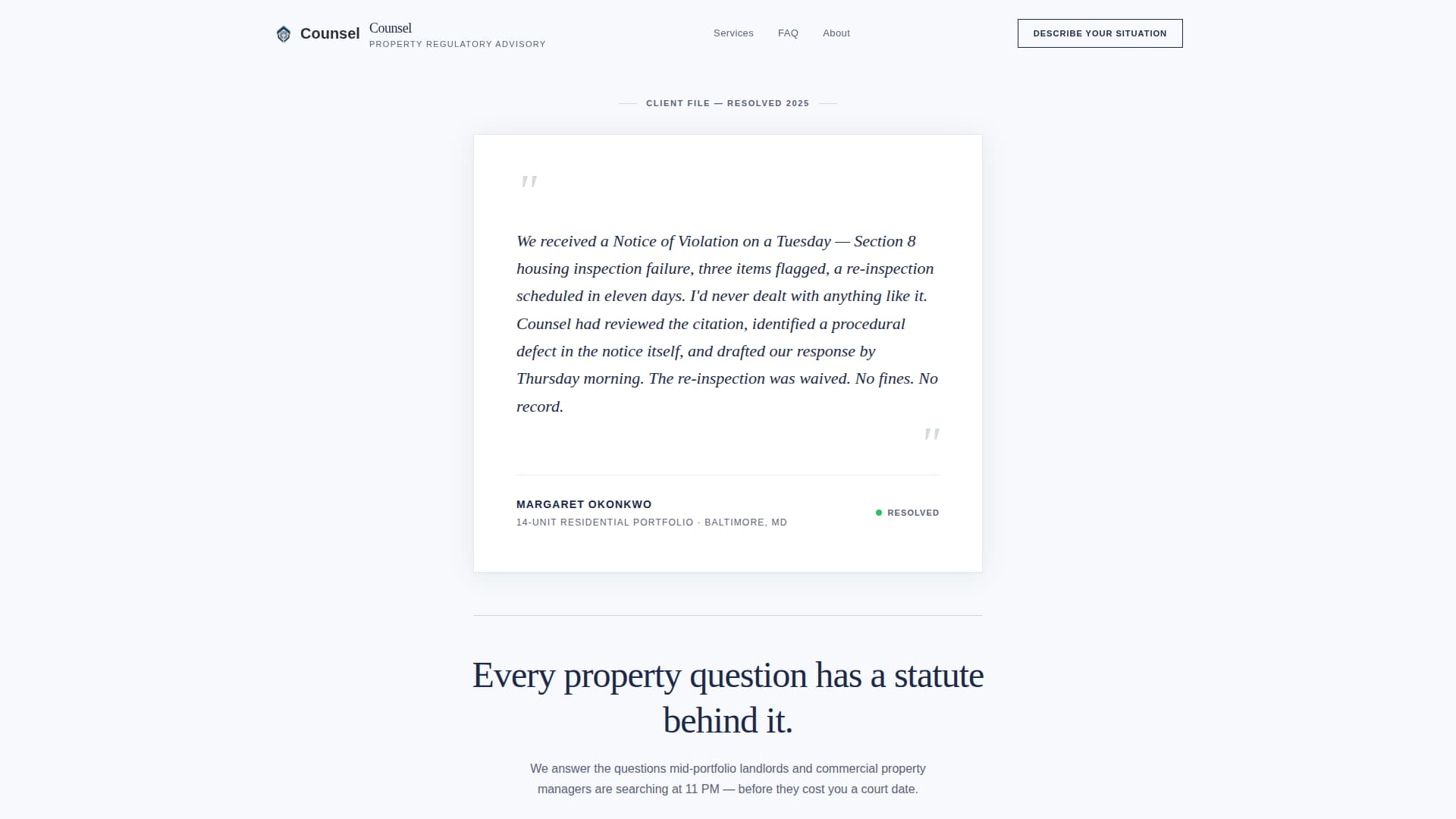 Counsel - Authoritative Propertymanagement Landing Page Template