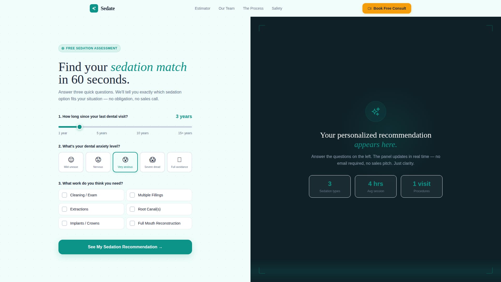 Sedate — Soothing Oral Surgery Landing Page Template