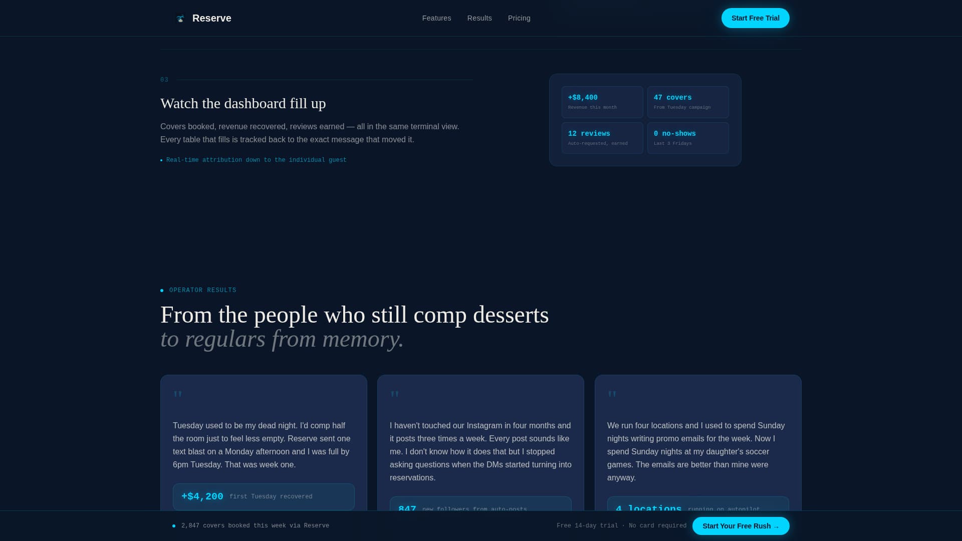 Reserve — Seamless Hospitality Booking Landing Page Template