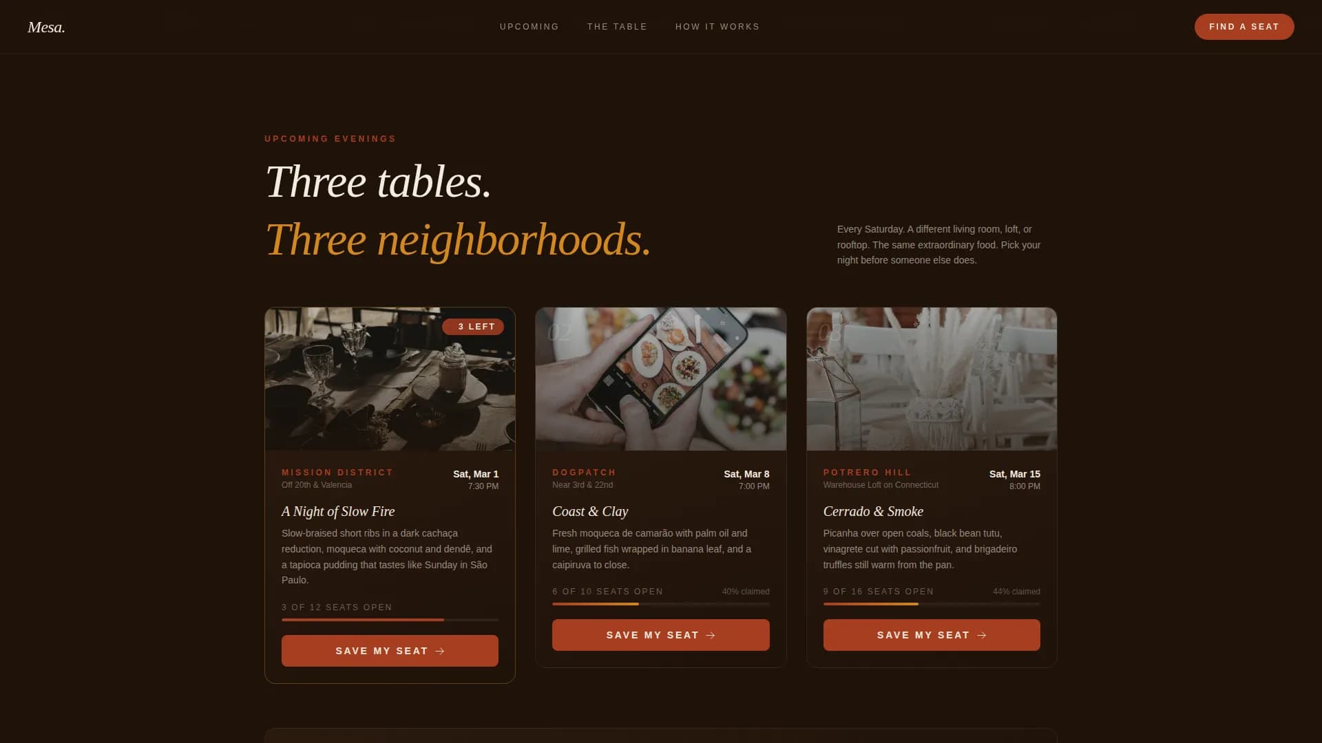 Gather — Intimate Brazilian Dining Landing Page Template