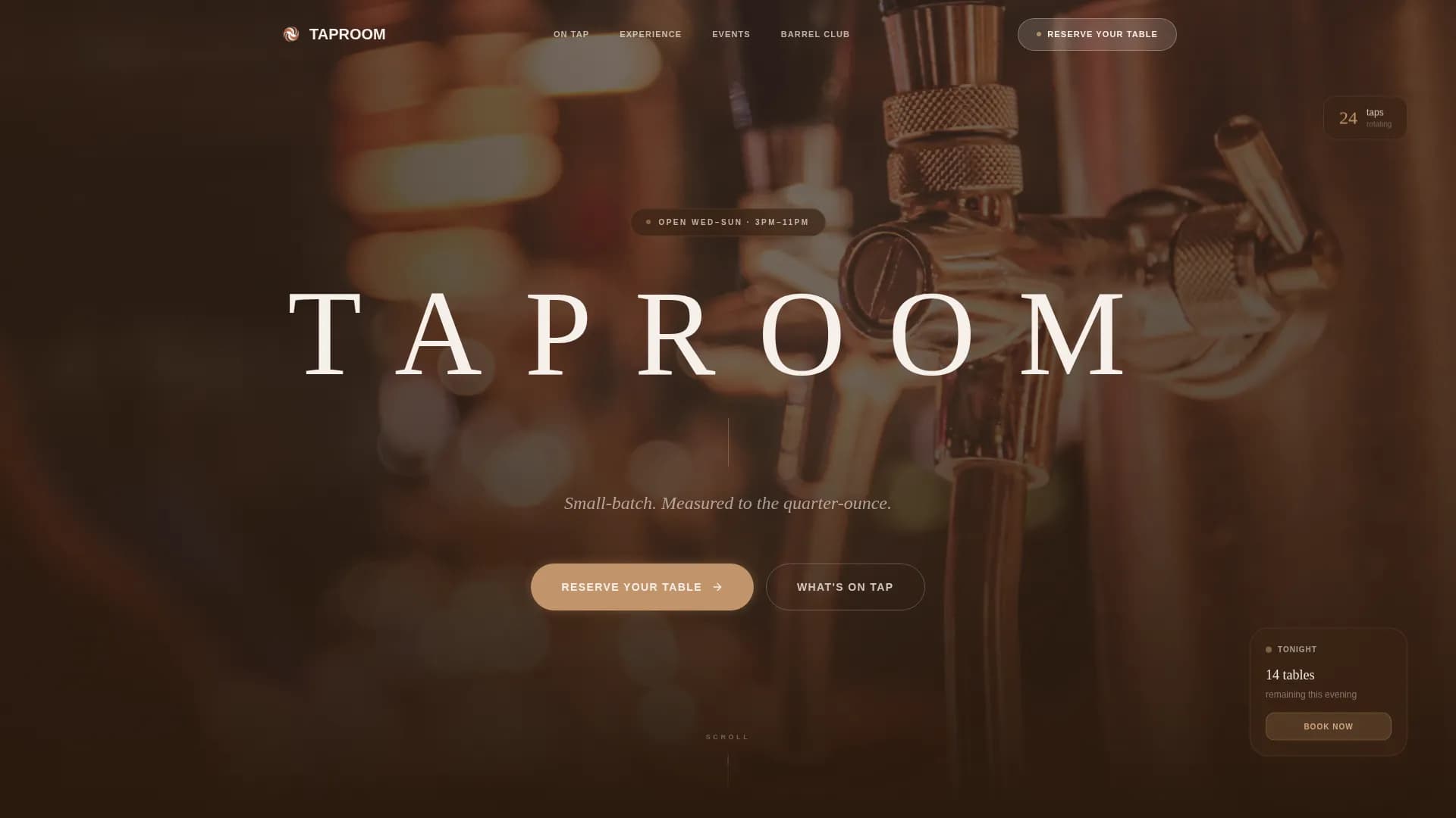Craft Brewery Taproom Reservation & Beer Menu Website Template