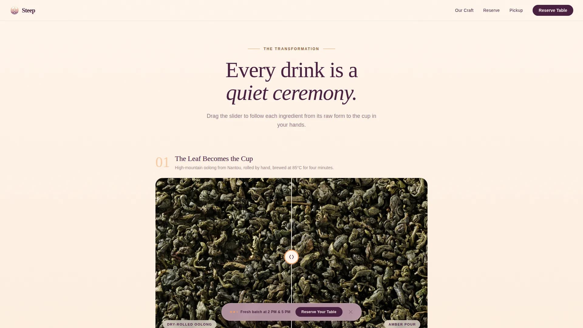 Tea, Juice & Beverage Bar Booking Website Template