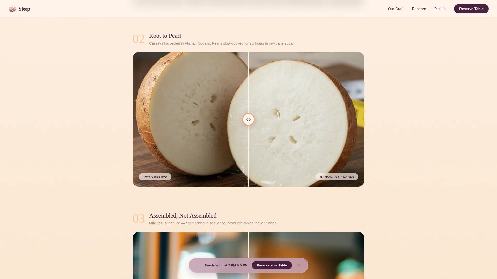 Tea, Juice & Beverage Bar Booking Website Template