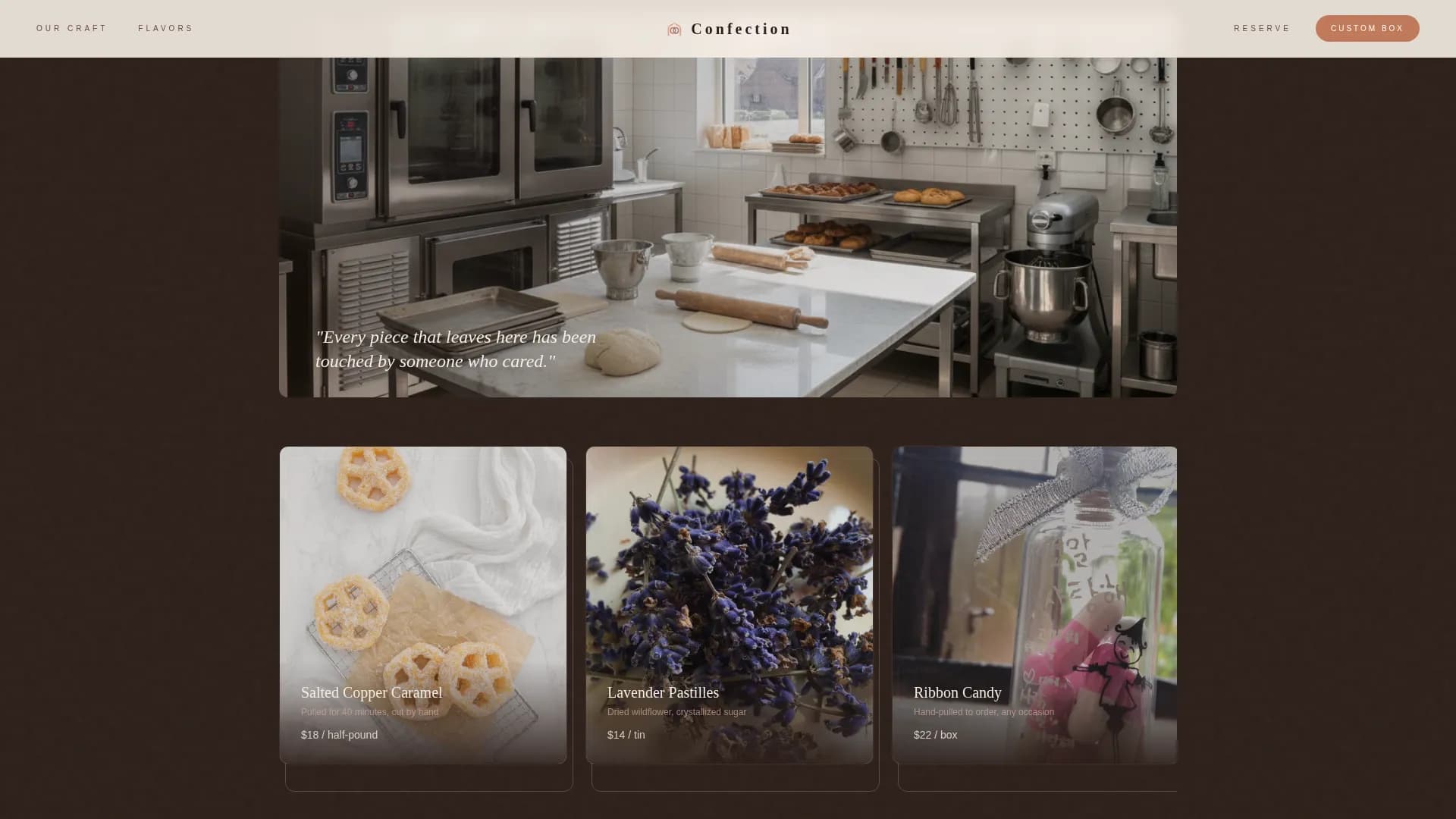 Chocolate & Confectionery Booking Website Template
