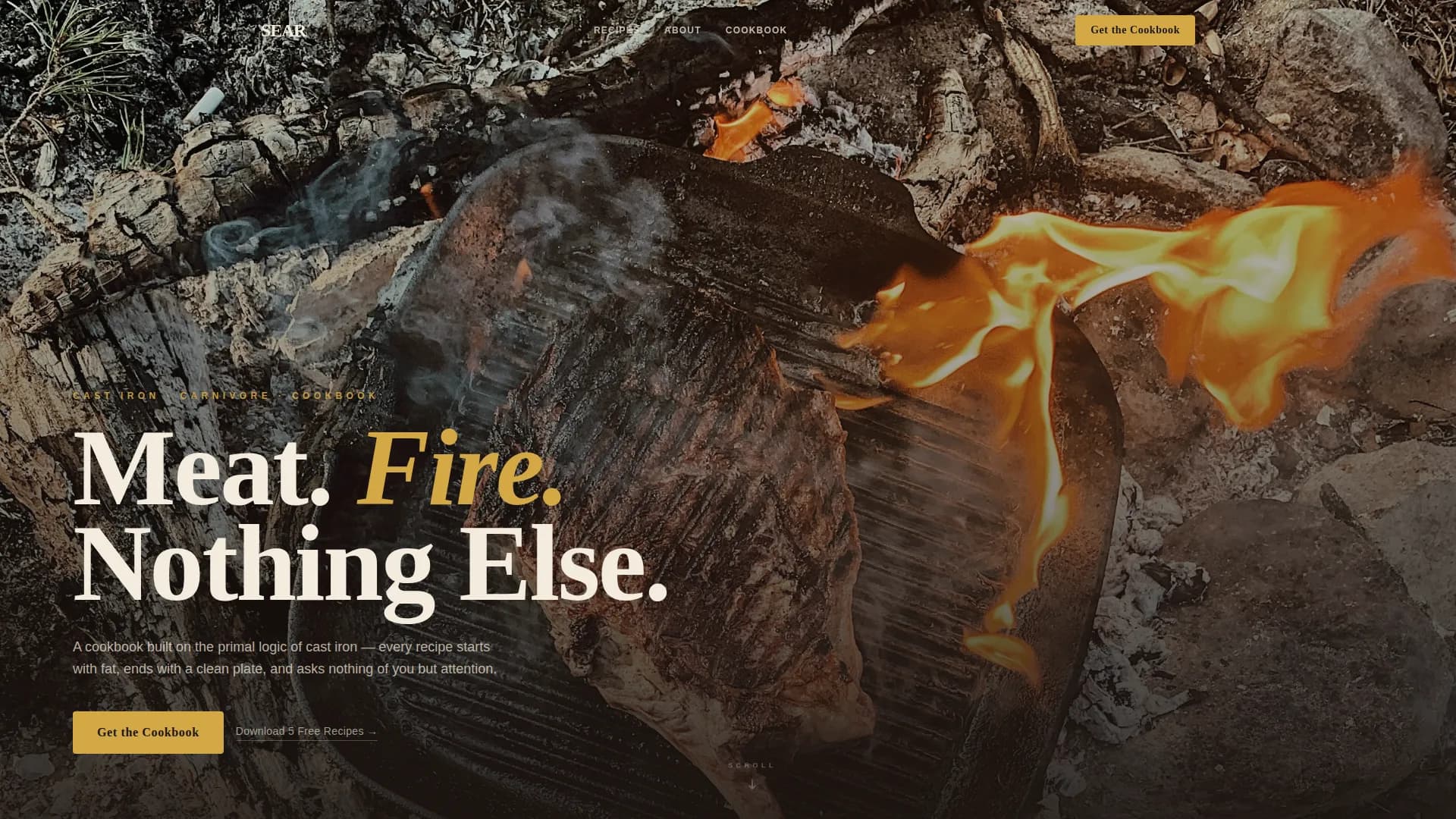 Sear — Warm Carnivore Blog Landing Page Template