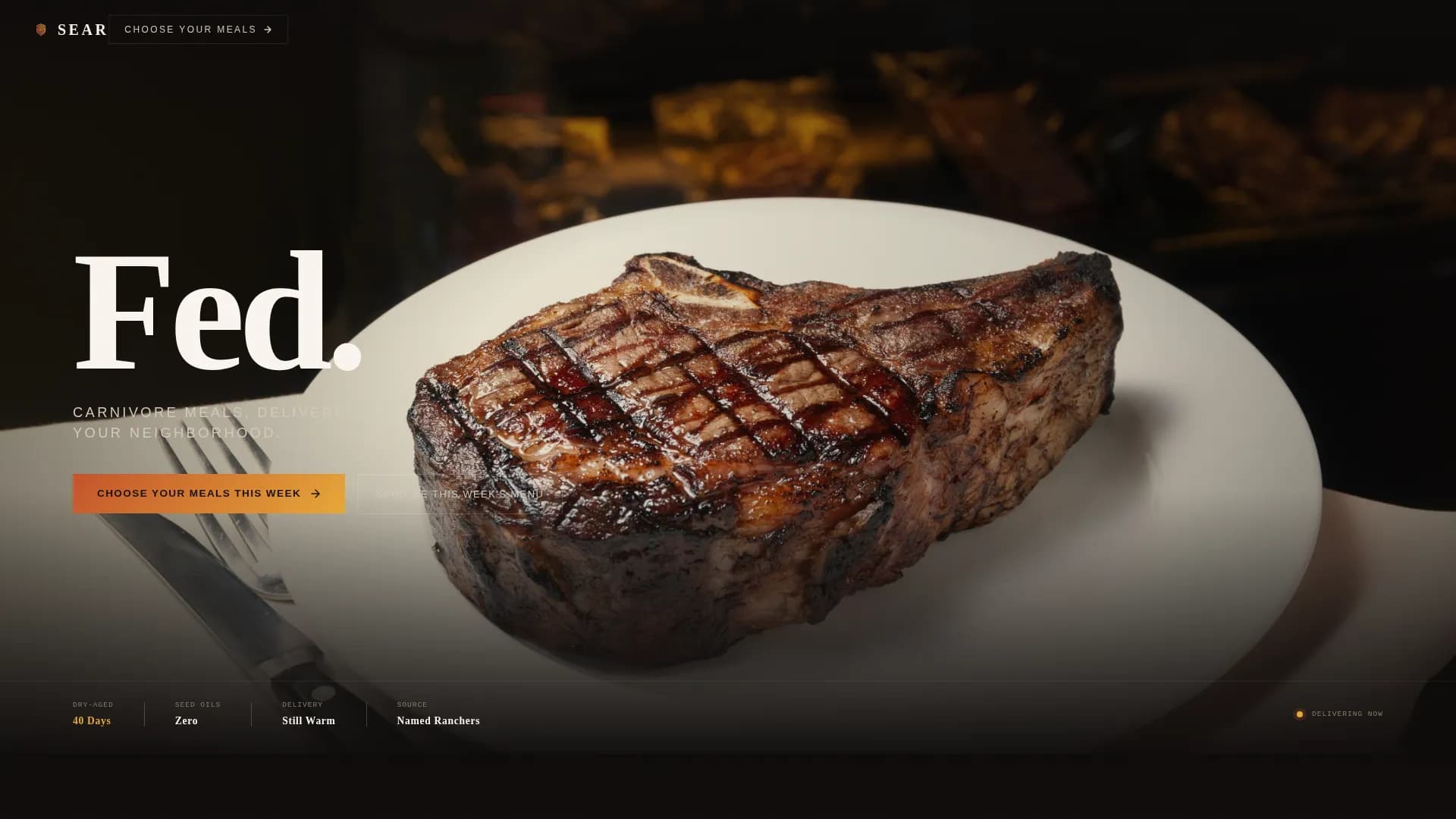 Sear — Primal Meal Delivery Landing Page Template