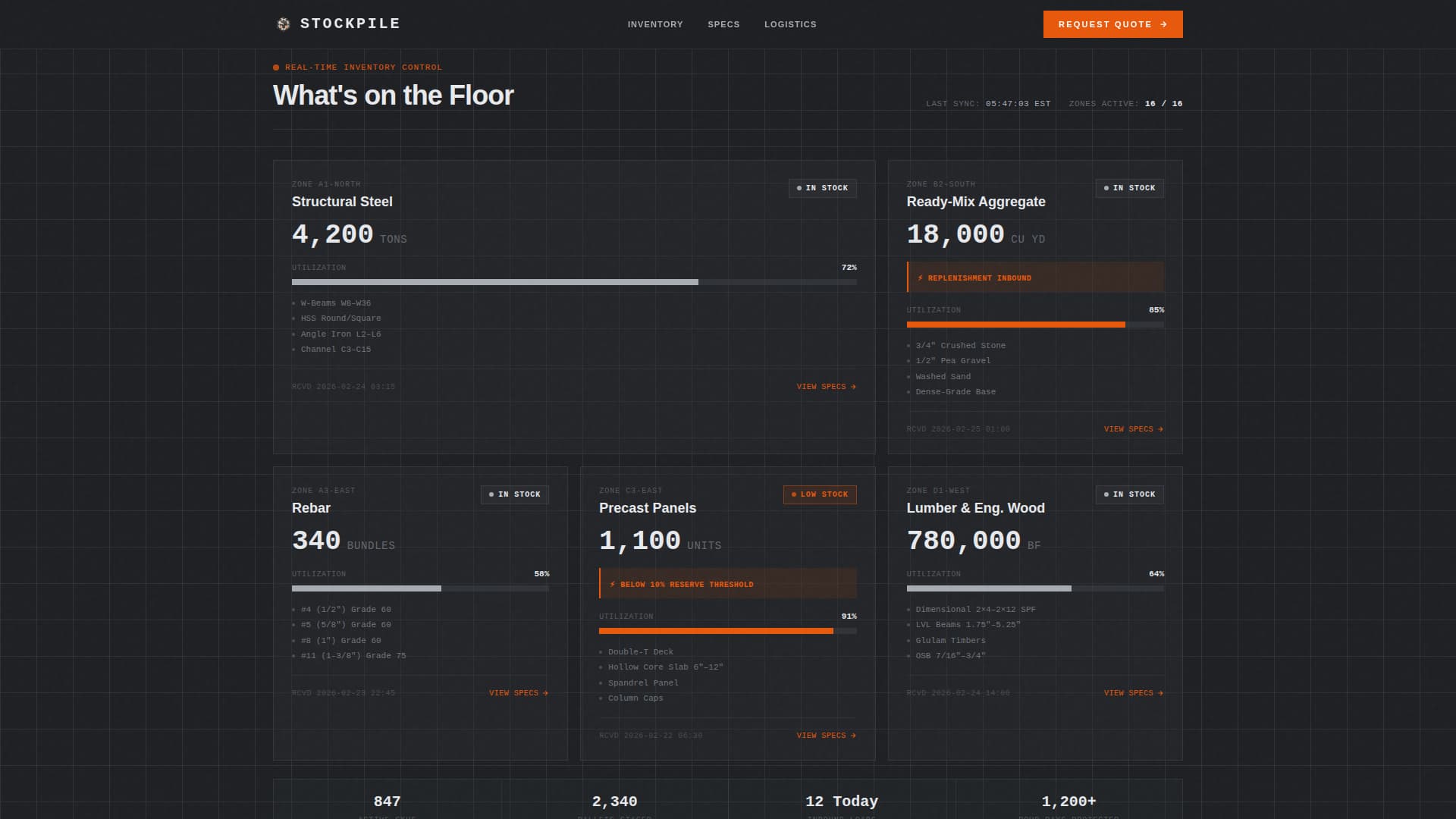 Stockpile - Precision Warehouse Landing Page Template