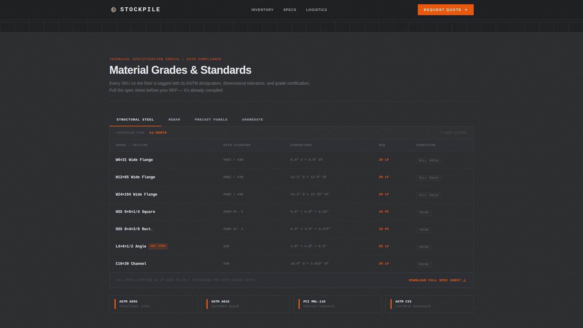 Stockpile - Precision Warehouse Landing Page Template