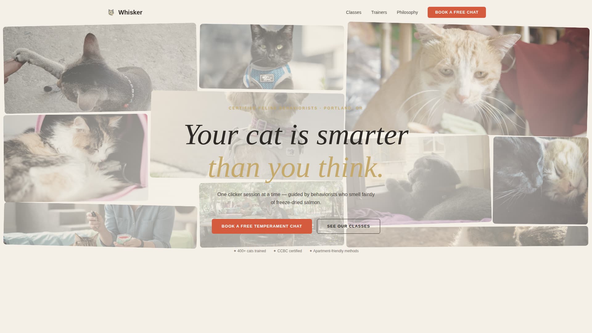 Whisker - Artisan Cattraining Landing Page Template