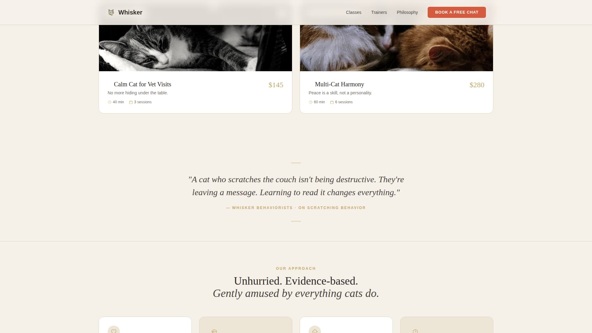 Whisker - Artisan Cattraining Landing Page Template