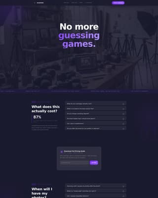 Photography Studio FAQ & Client Objection Website Template