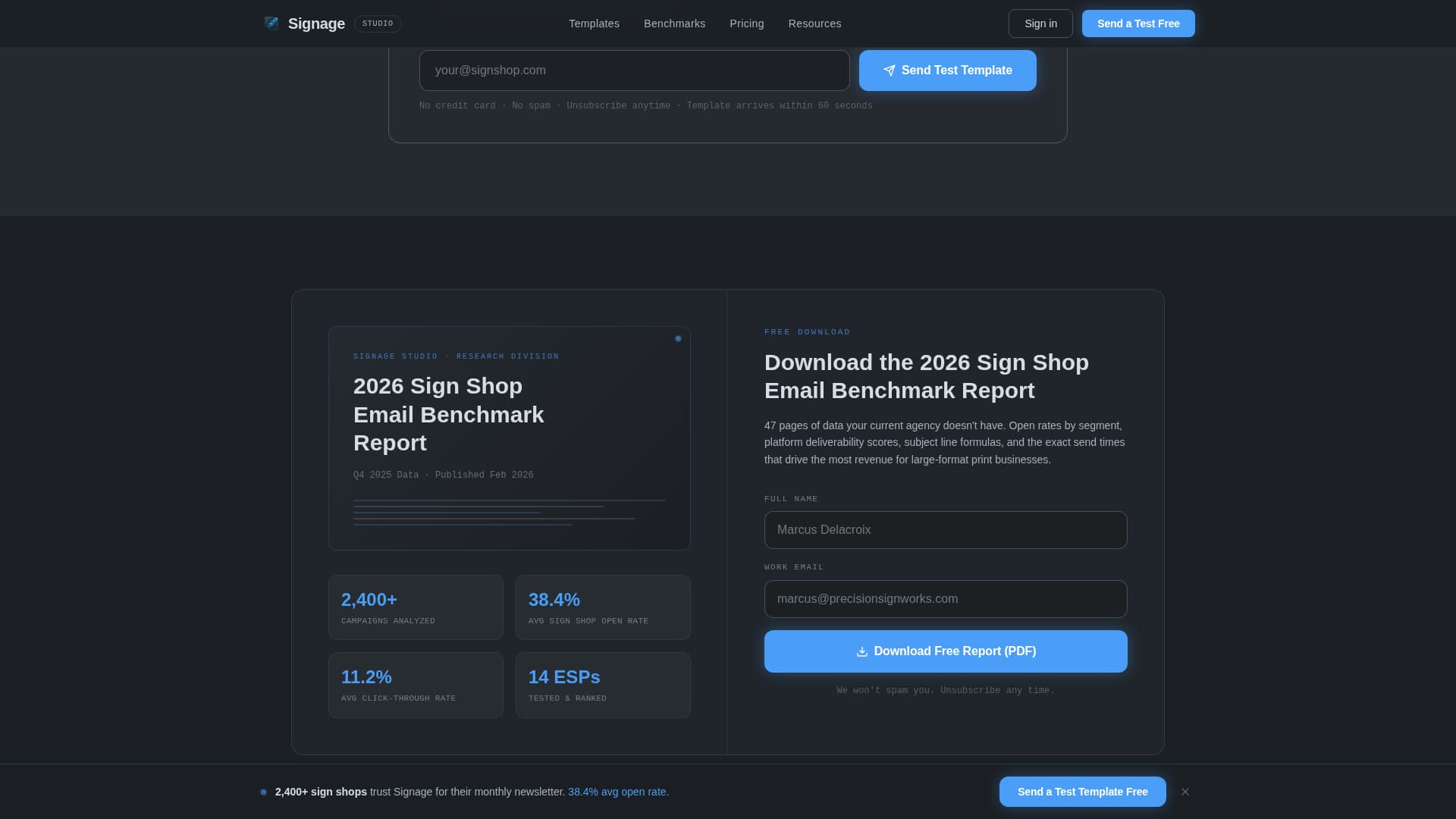 Signage - Precision Newsletter Landing Page Template