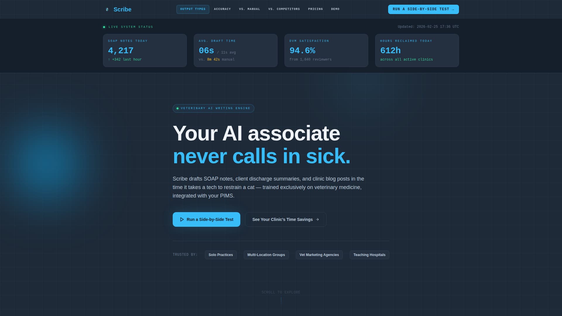 Scribe - Powerful Veterinary AI Landing Page Template