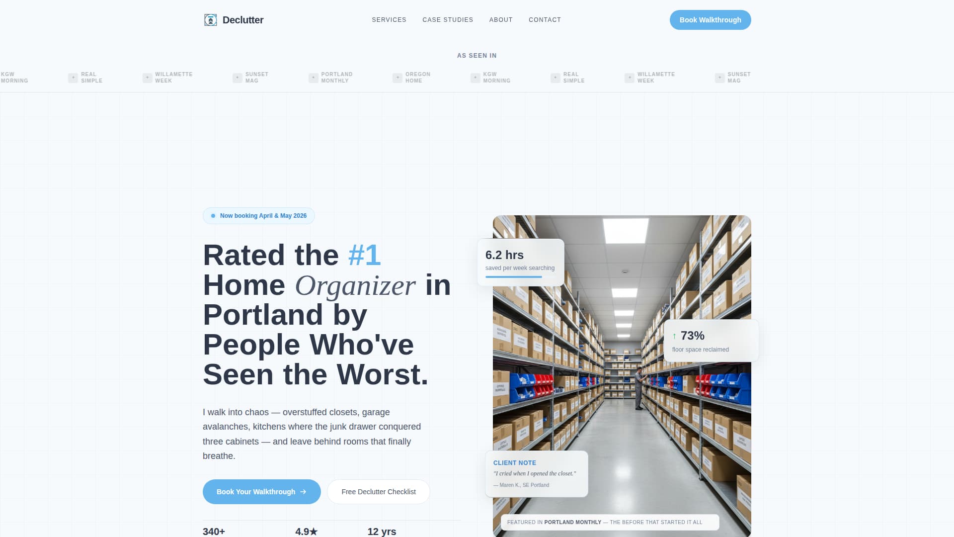 Professional Organizer Booking Website Template