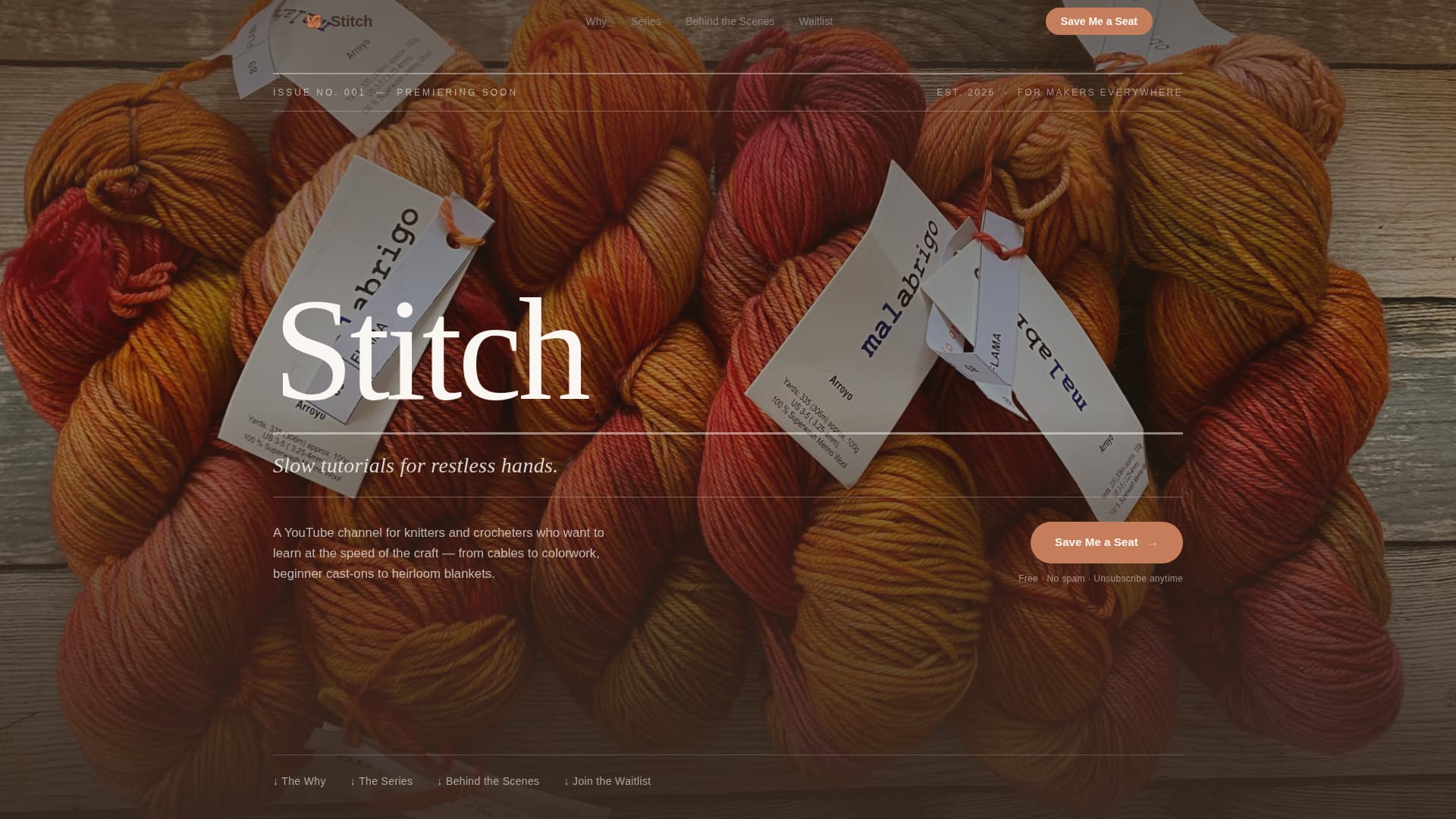 Knitting & Crochet Content Pre-Launch Website Template